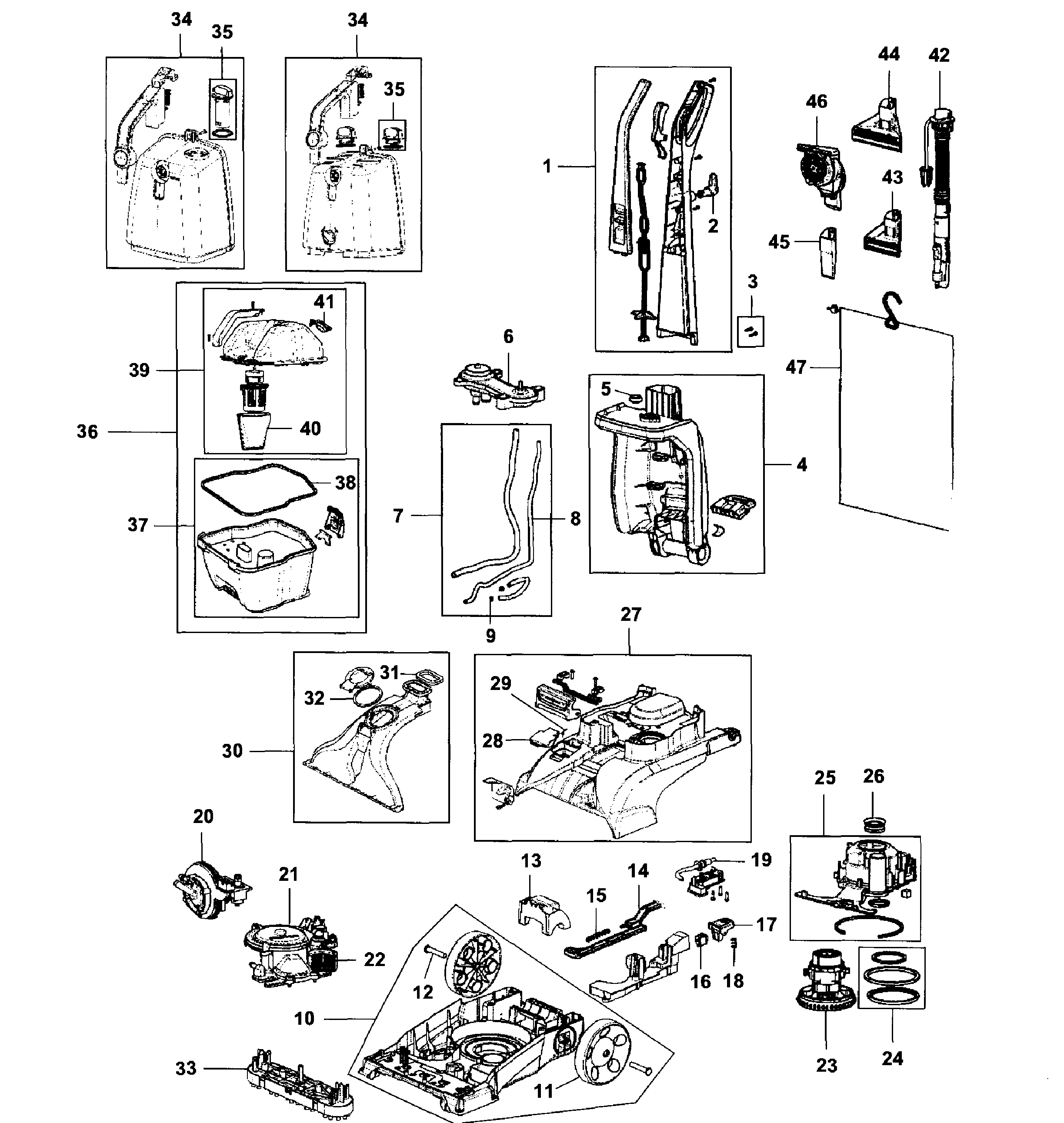 Hoover FH50140 main assy diagram