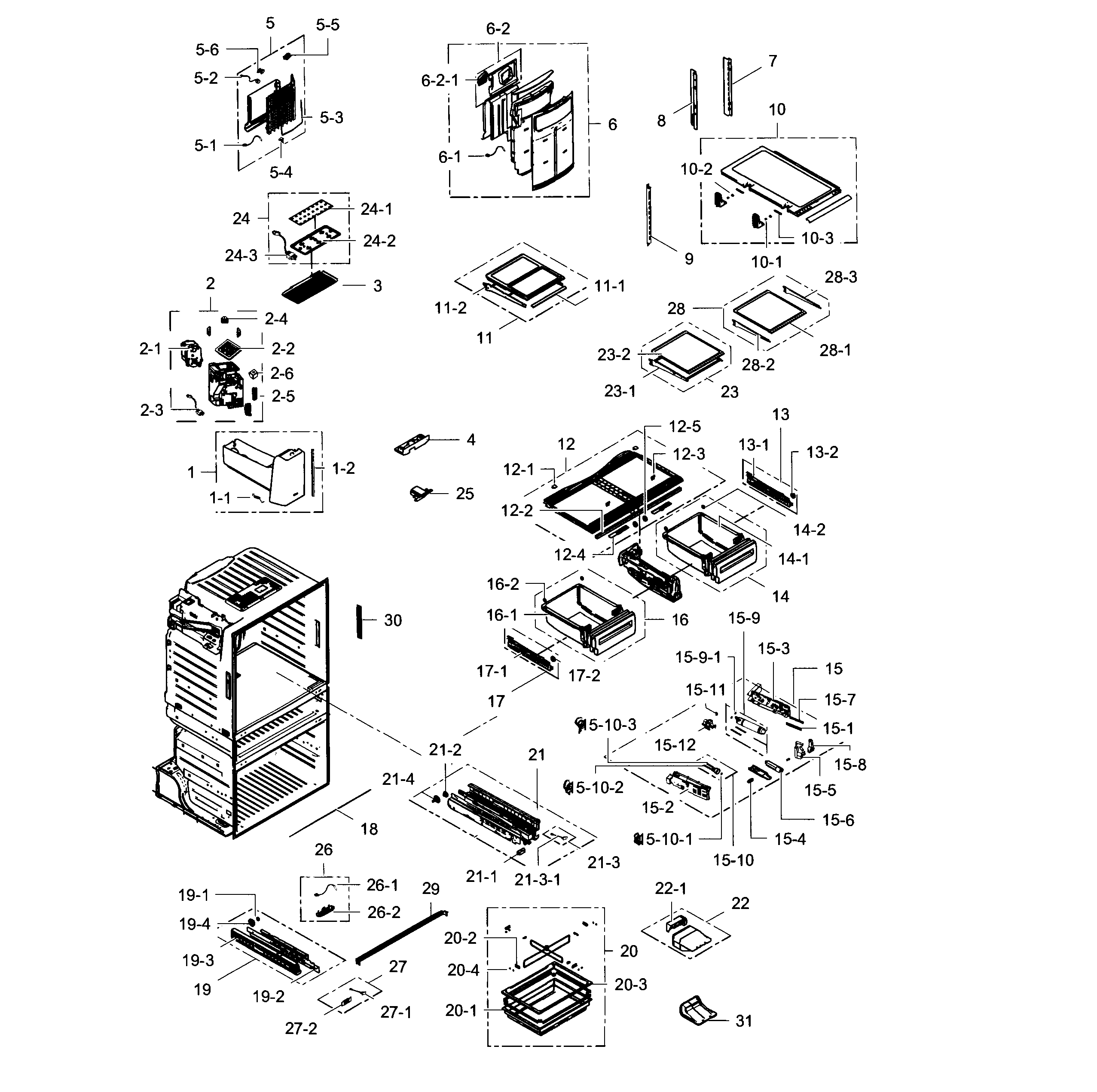 Samsung RF28HMEDBSR/AA-03 refrigerator diagram