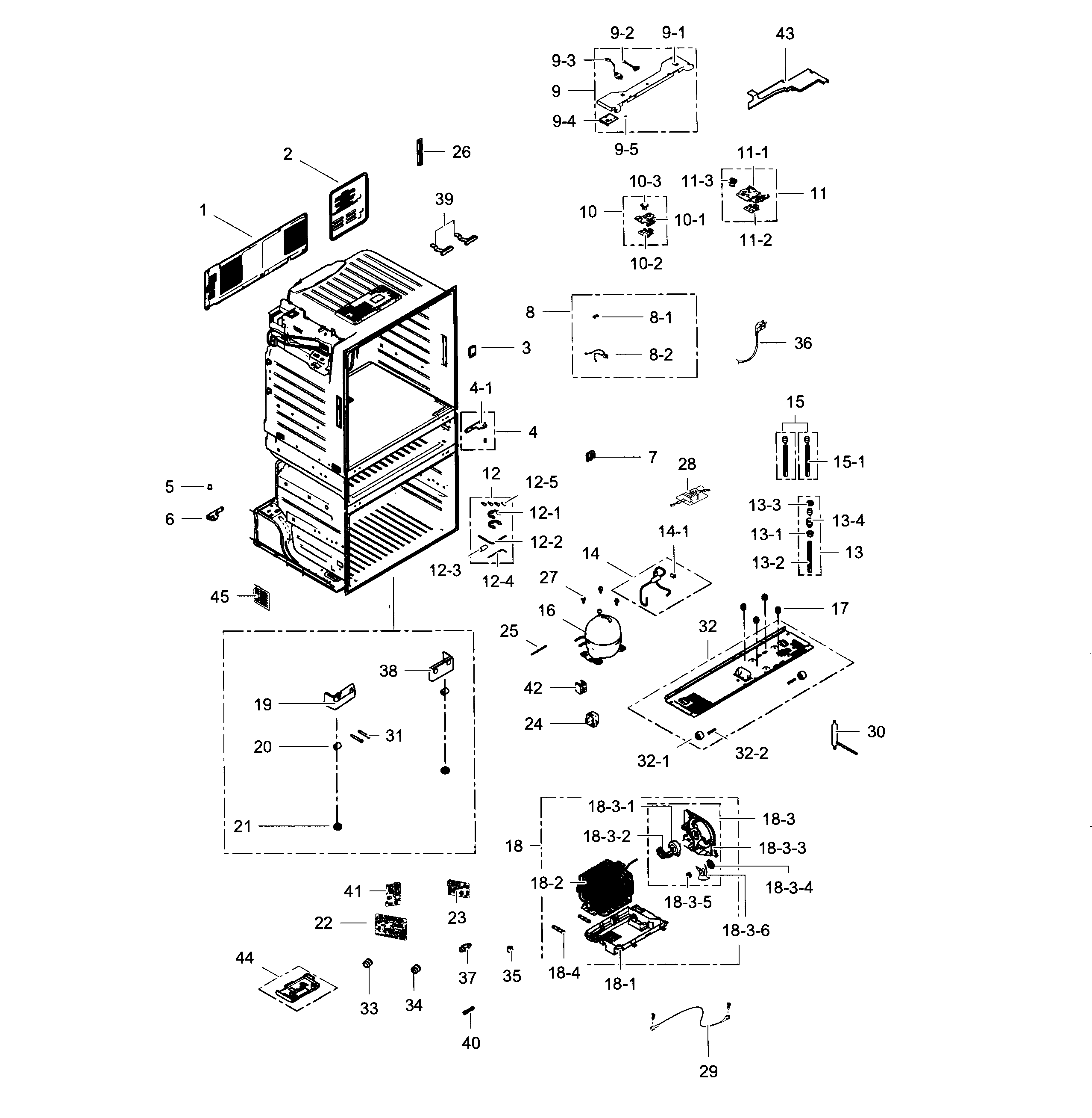Samsung RF28HMEDBSR/AA-03 cabinet diagram