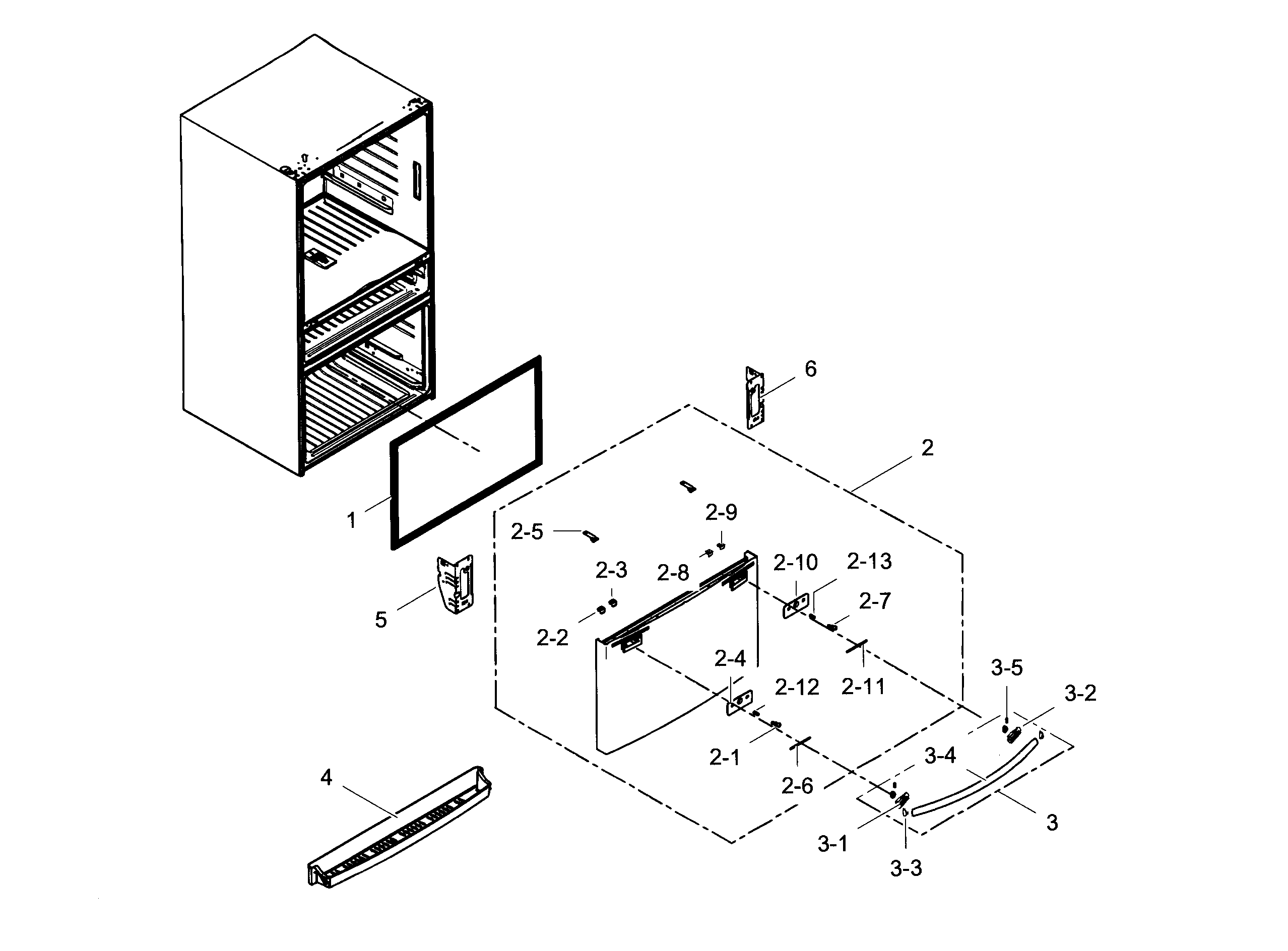 Samsung RF28HMEDBSR/AA-03 freezer door diagram