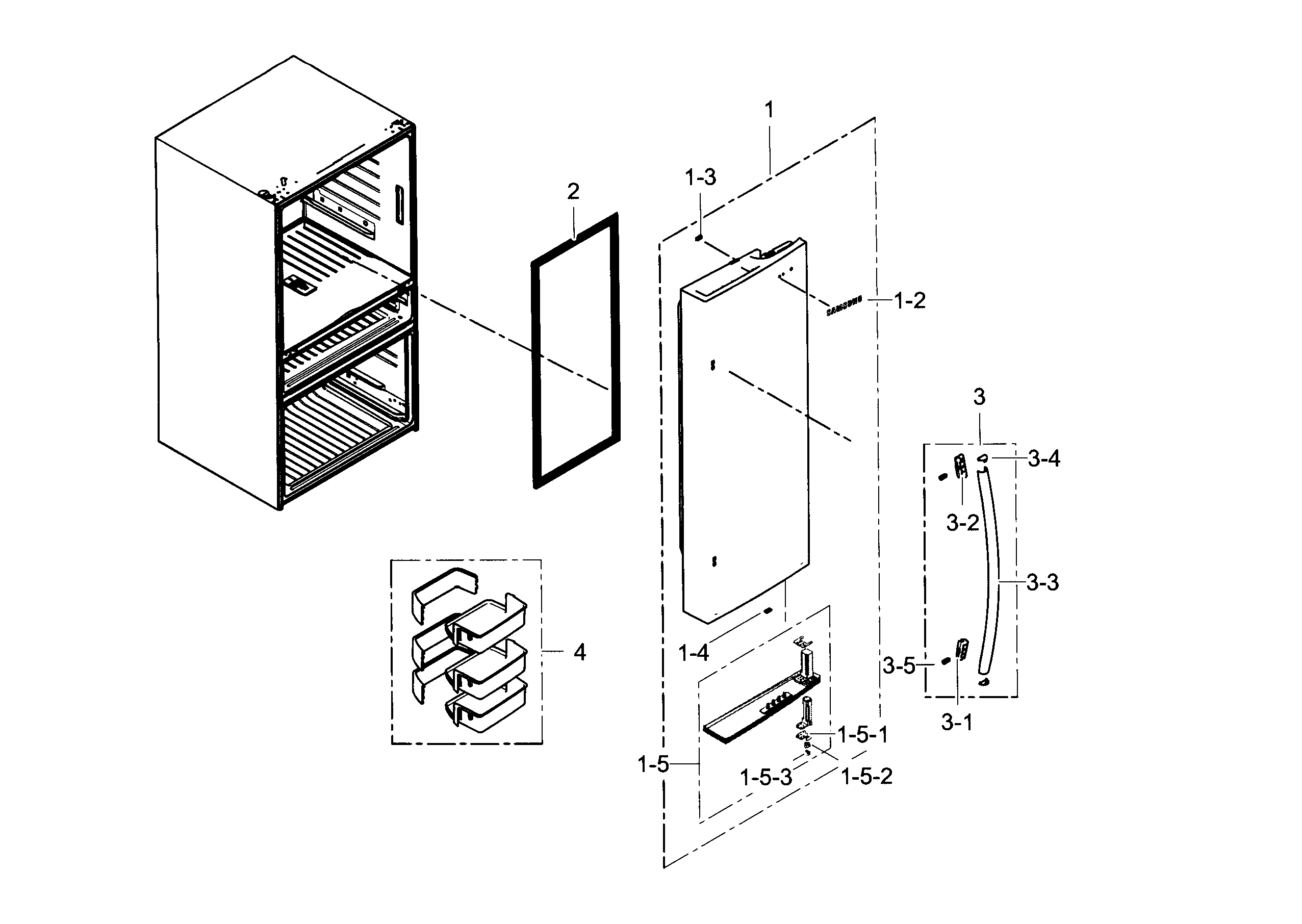 Samsung RF24FSEDBSR/AA-04 refrigerator door r diagram