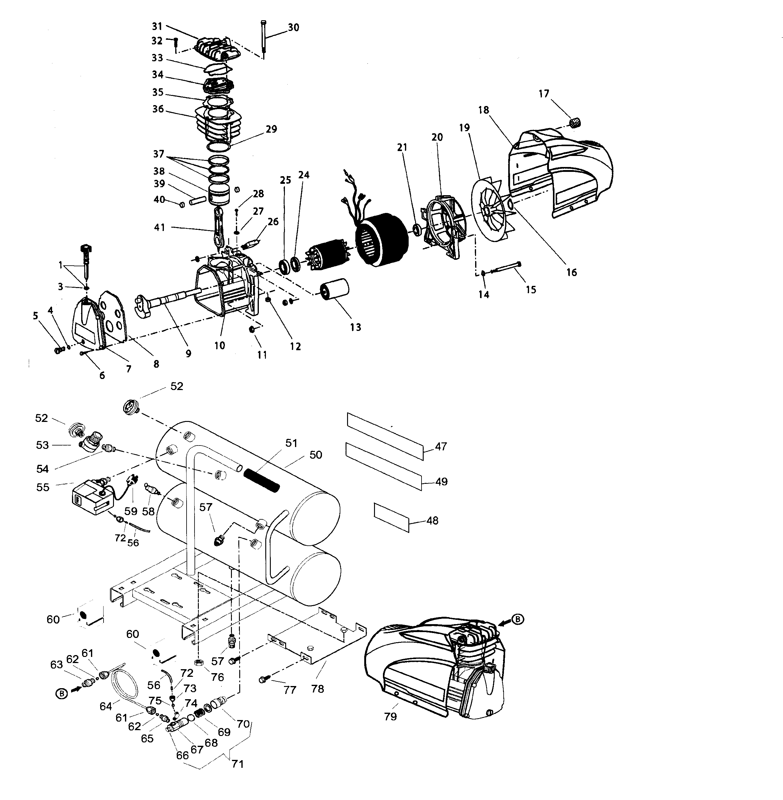 DeWalt D55151 TYPE 3 compressor assy diagram