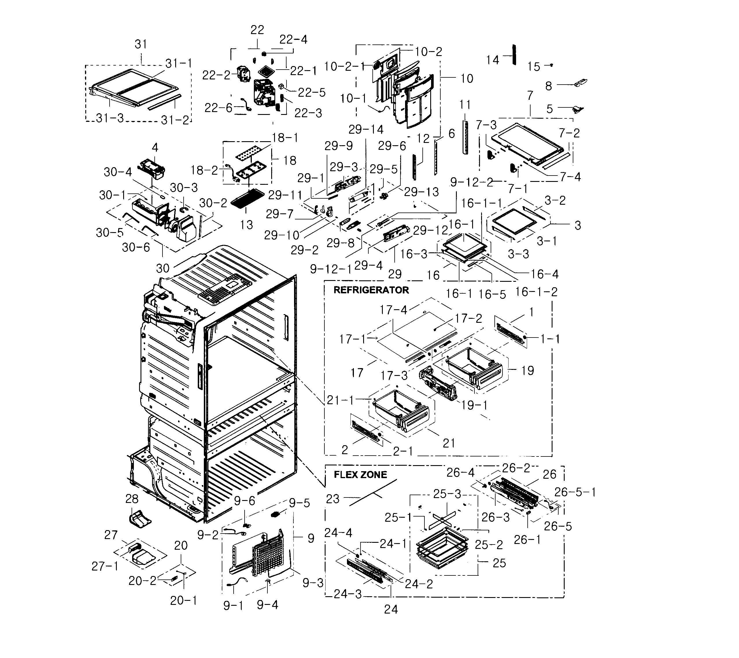 Samsung RF25HMEDBBC/AA-02 refrigerator / icemaker diagram