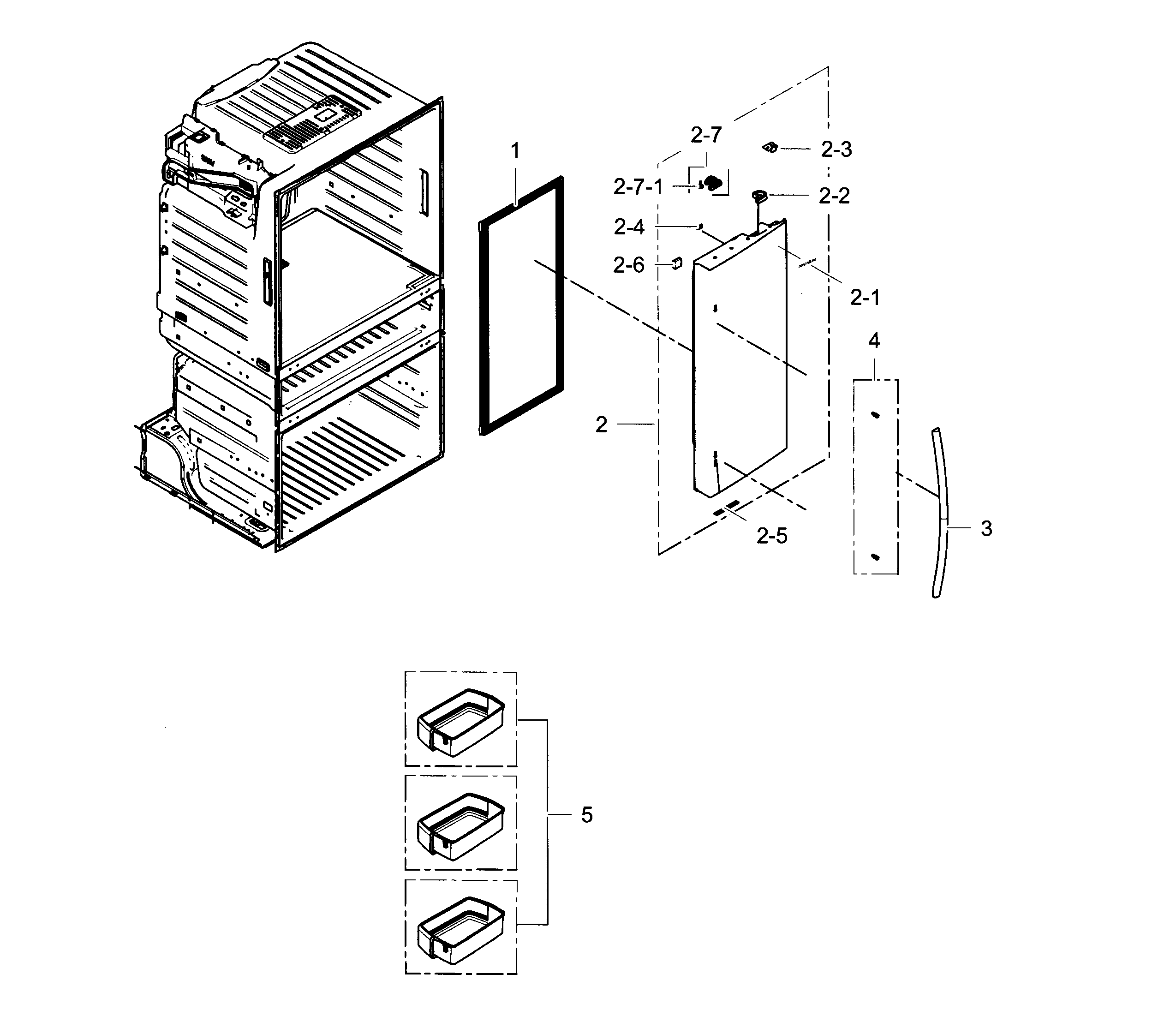 Samsung RF25HMEDBBC/AA-02 refrigerator door r diagram