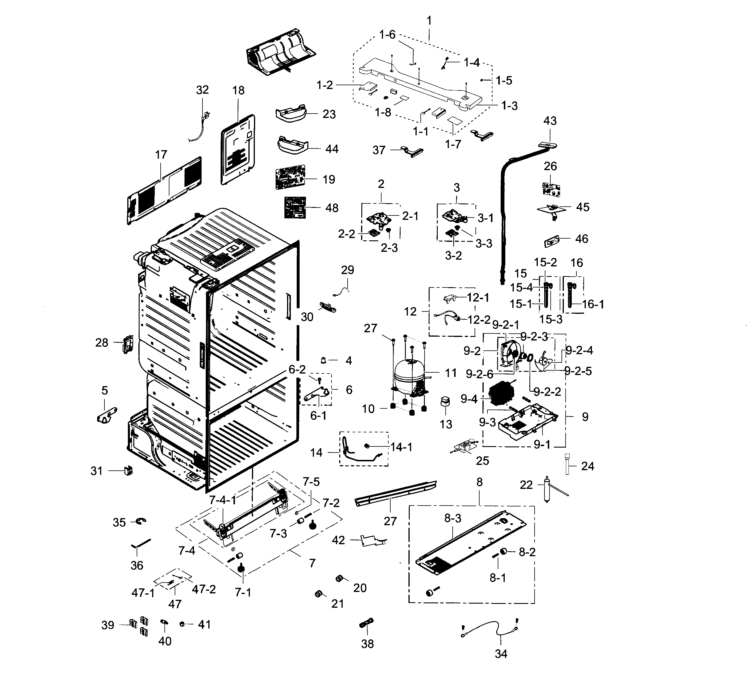 Samsung RF23HCEDBSR/AA-02 cabinet diagram
