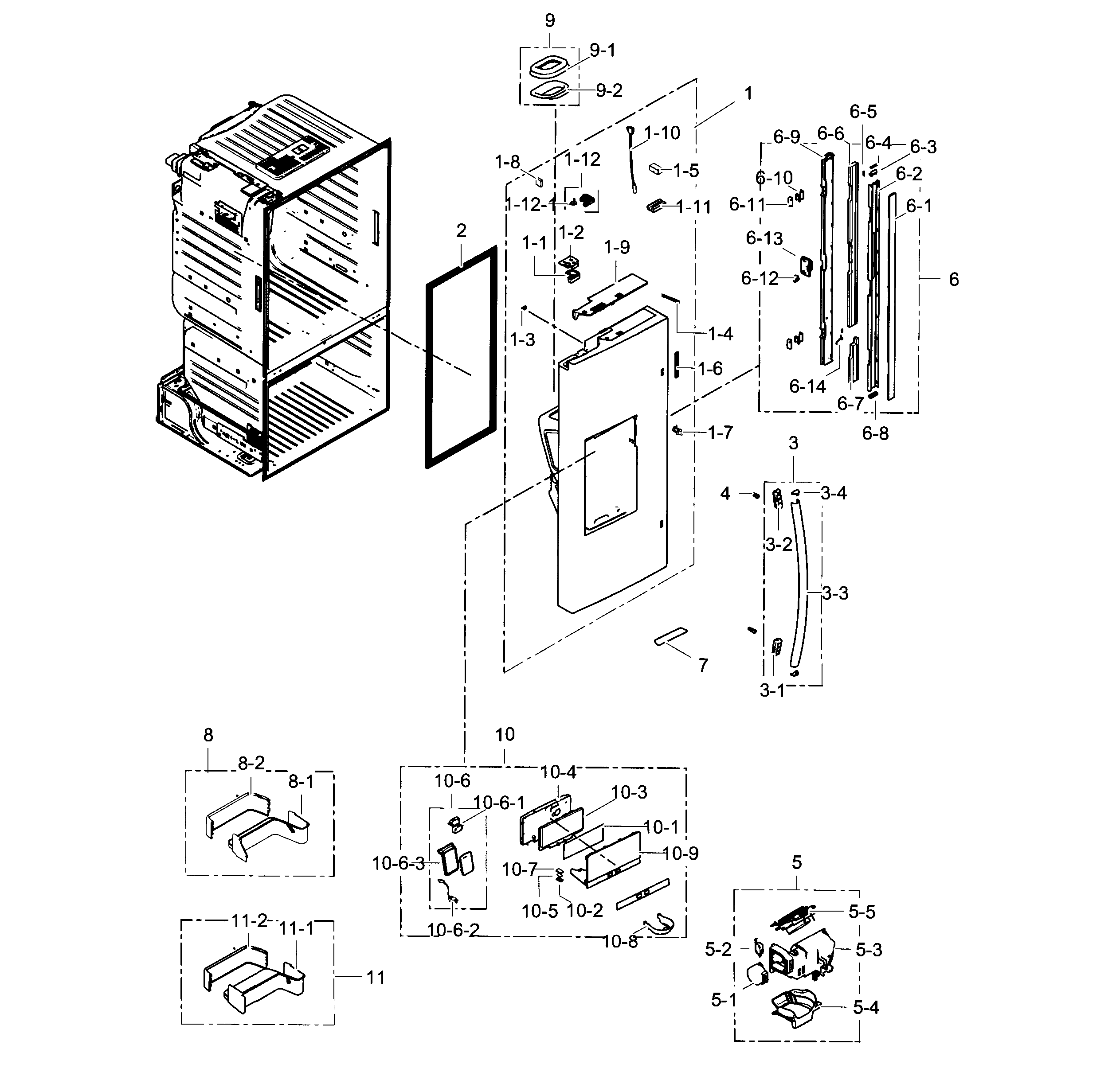 Samsung RF23HCEDBSR/AA-05 fridge door l diagram