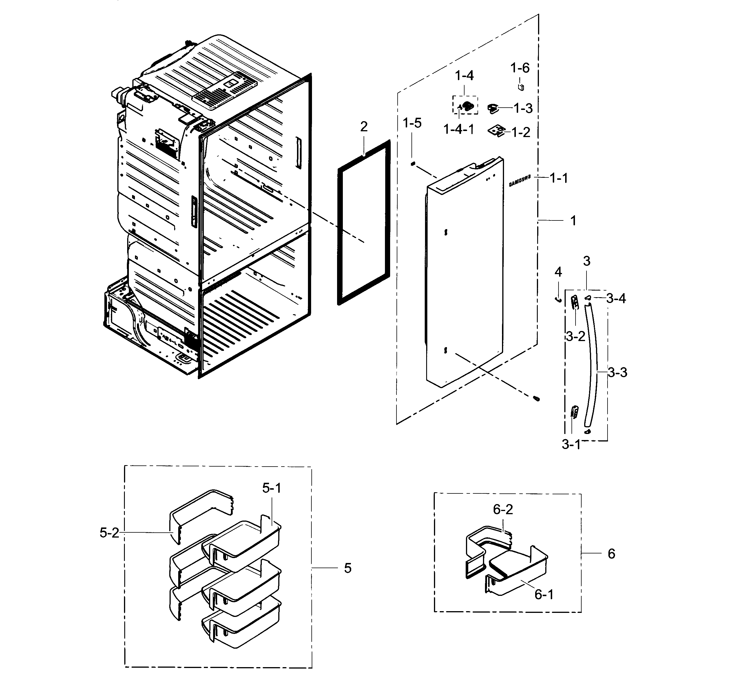 Samsung RF23HCEDBSR/AA-05 fridge door r diagram