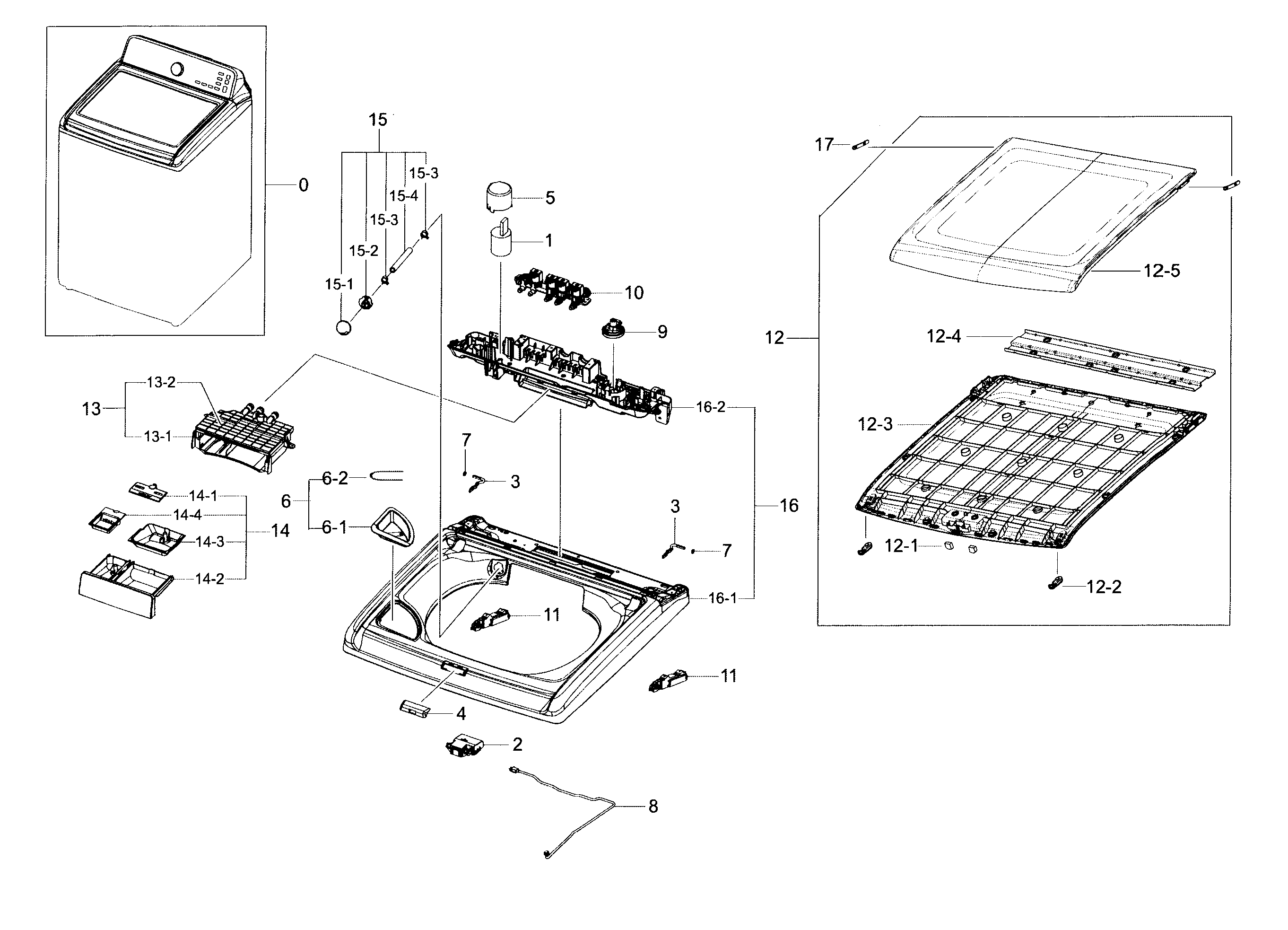 Samsung WA400PJHDWR/AA-04 cover top diagram