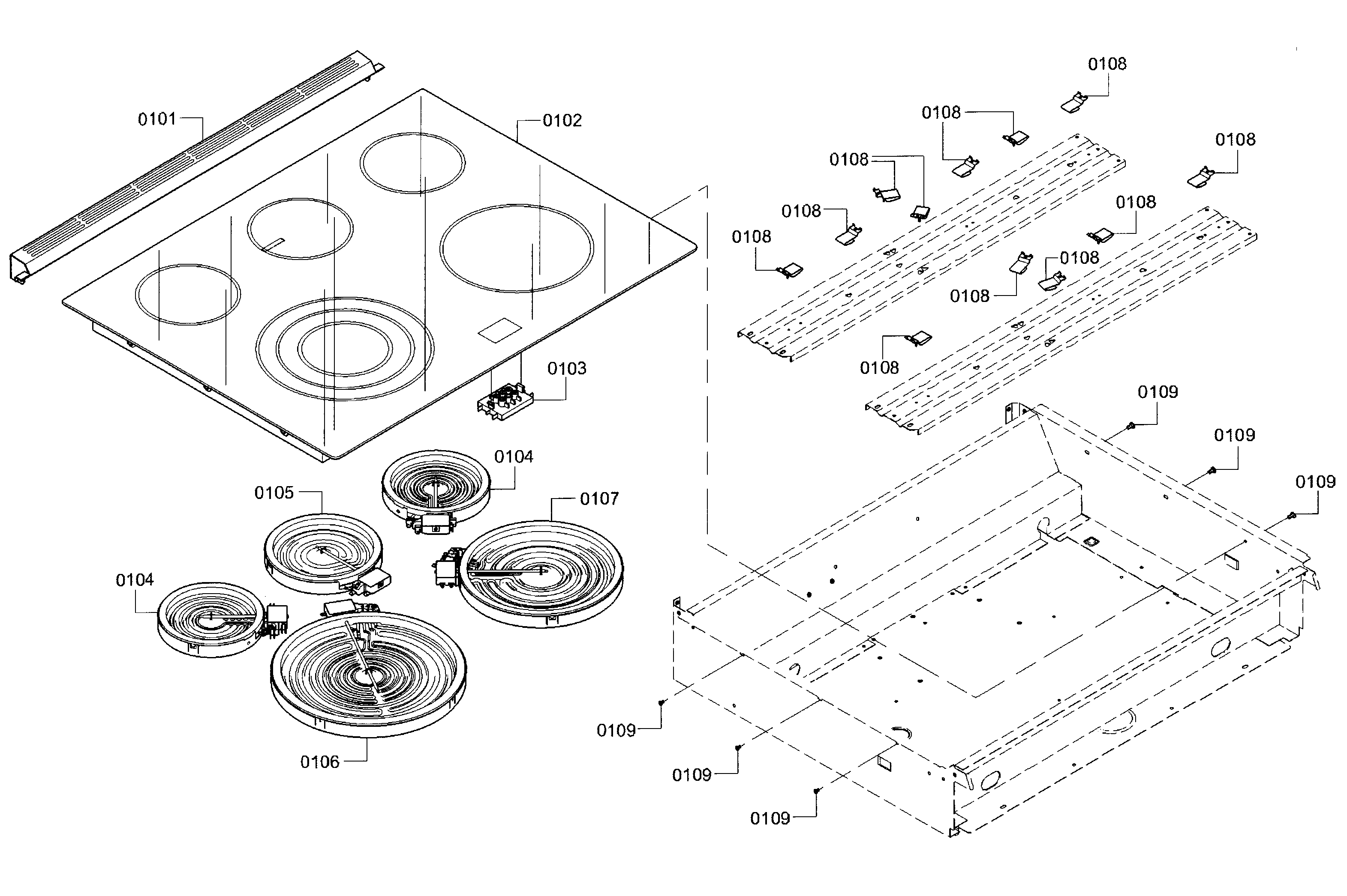 Bosch HEIP054U/02 burner assy diagram