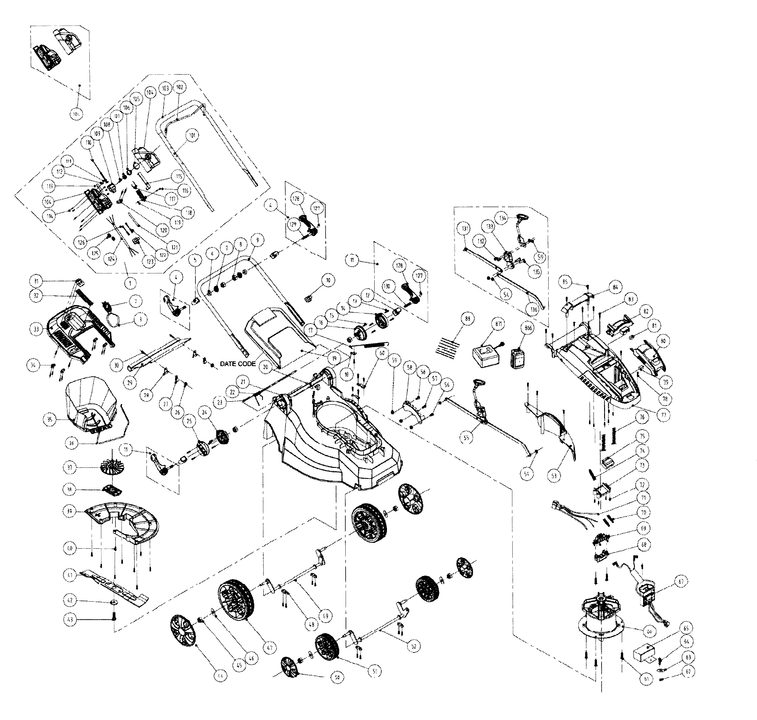 Black & Decker CM1640 TYPE 1 mower assy diagram