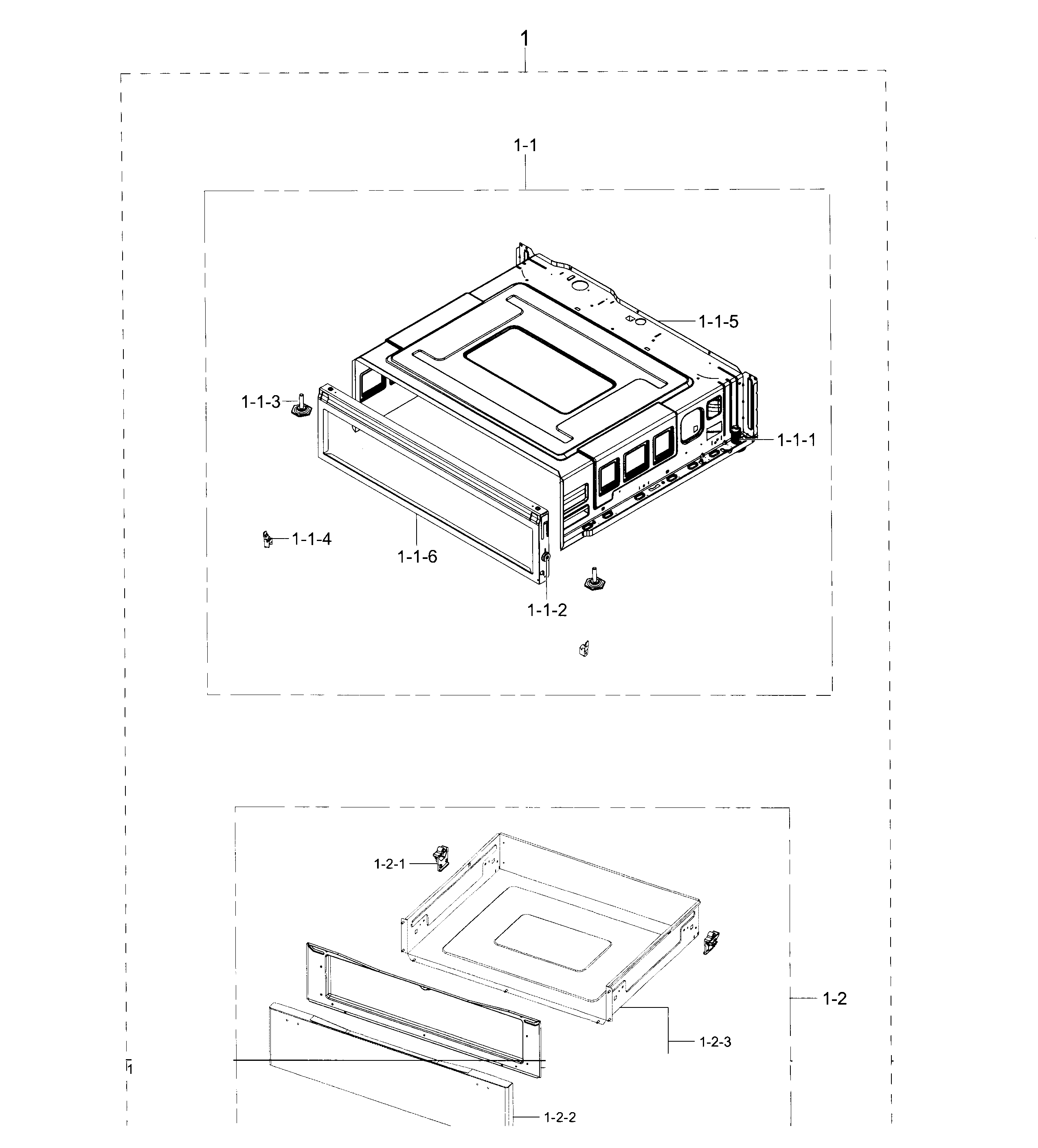 Samsung NE594R0ABSR/AA-01 drawer diagram