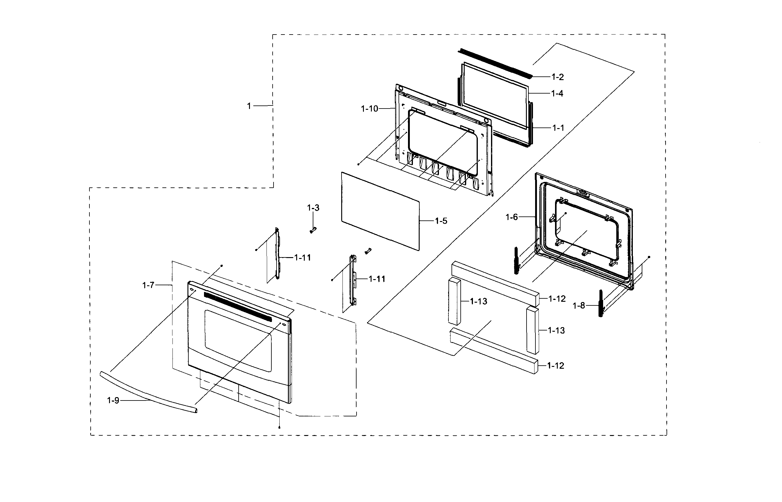 Samsung NE595R0ABBB/AA-01 door diagram