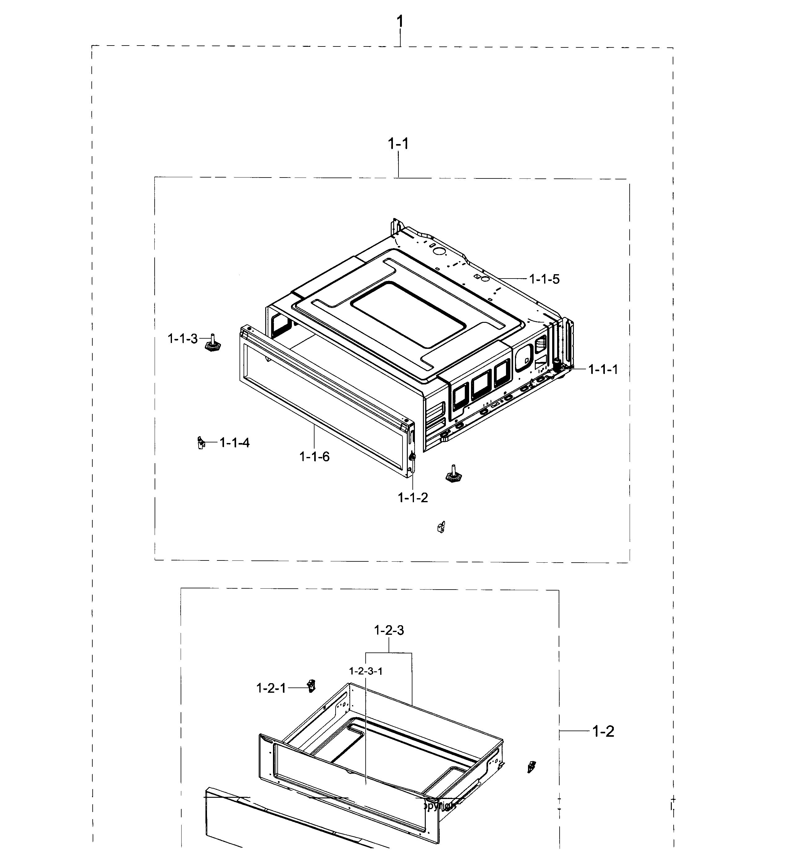 Samsung NE595R0ABBB/AA-01 drawer diagram
