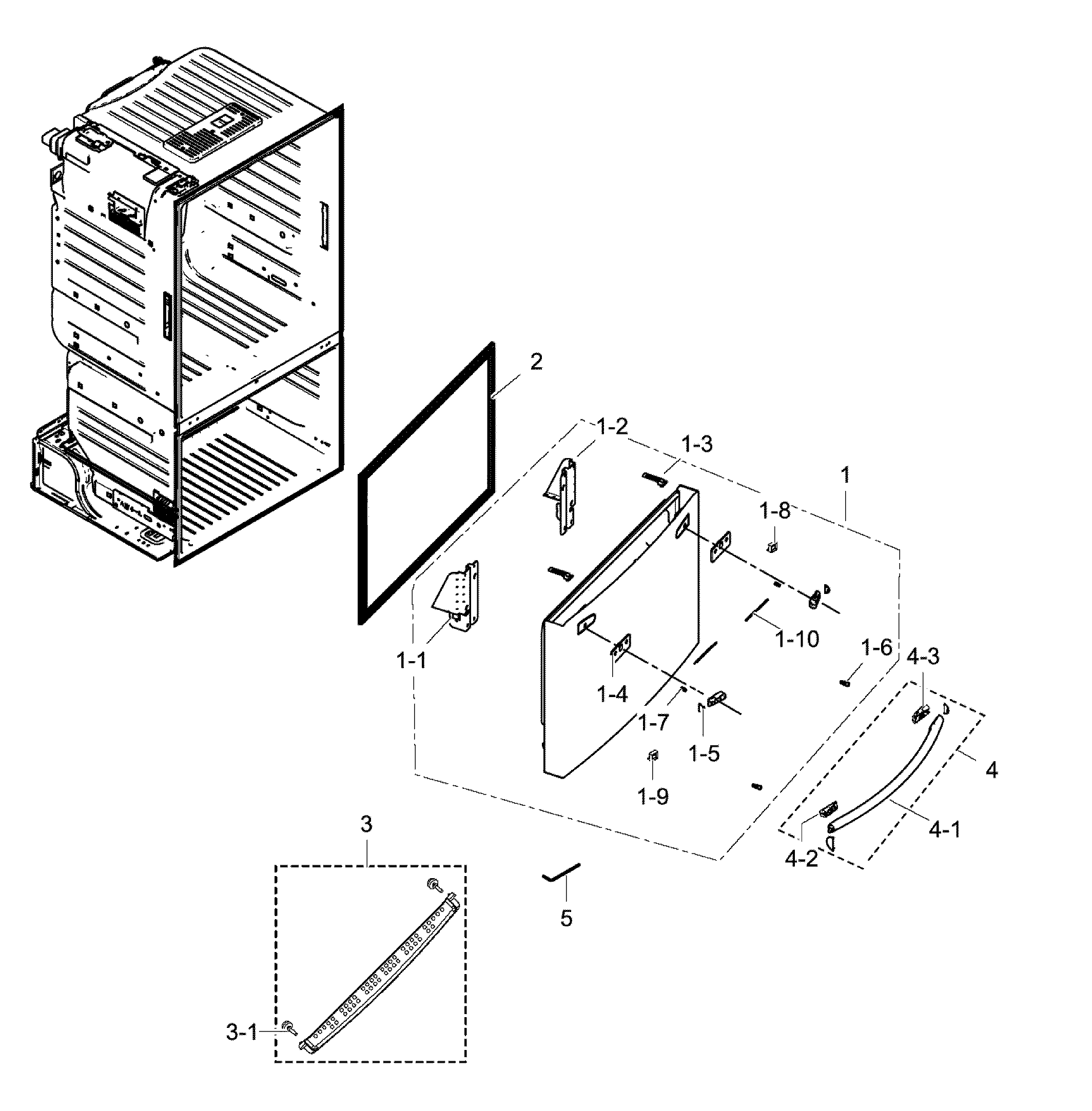Samsung RF23HCEDBSR/AA-00 freezer door diagram