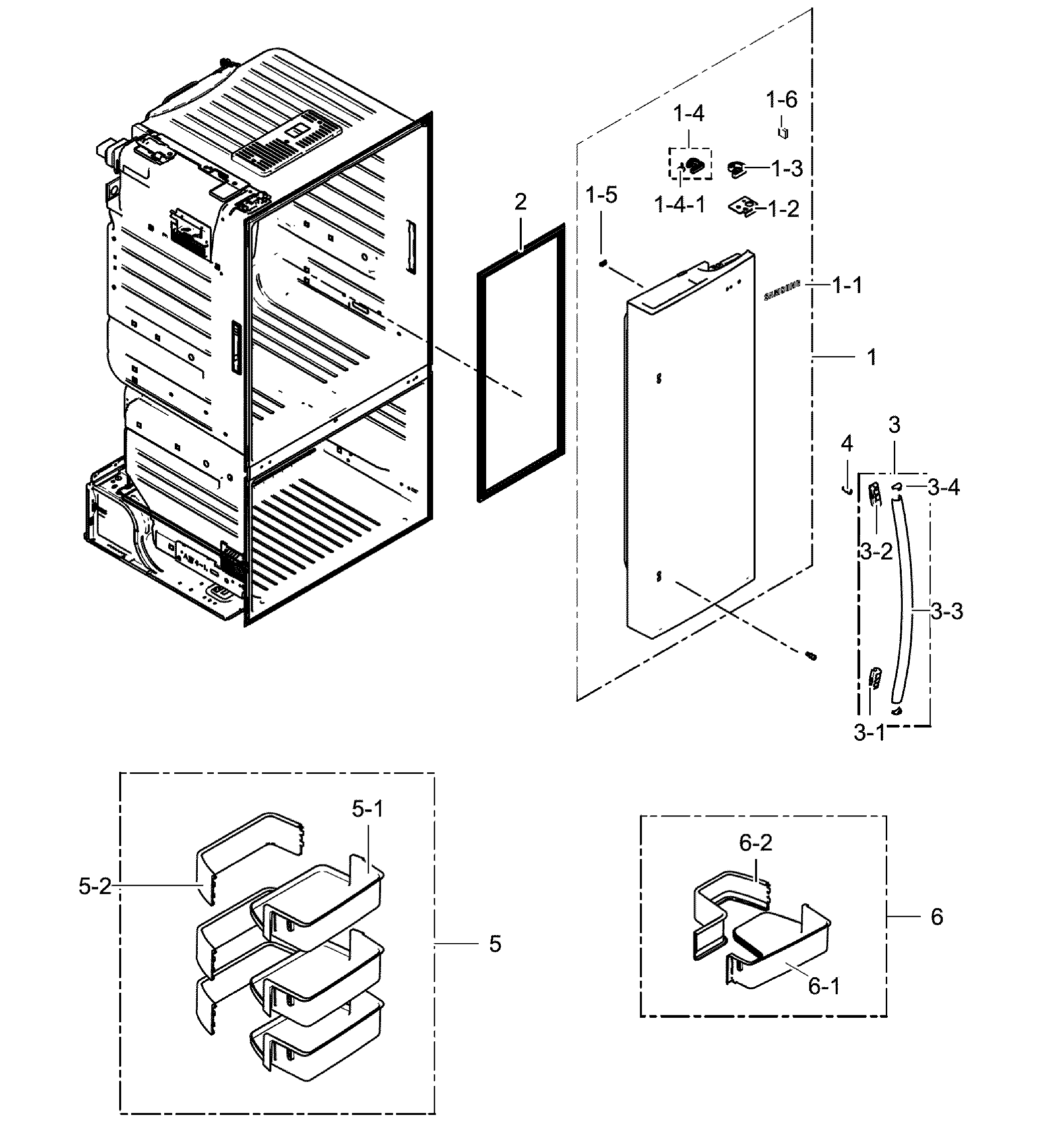 Samsung RF23HCEDBSR/AA-00 fridge door r diagram