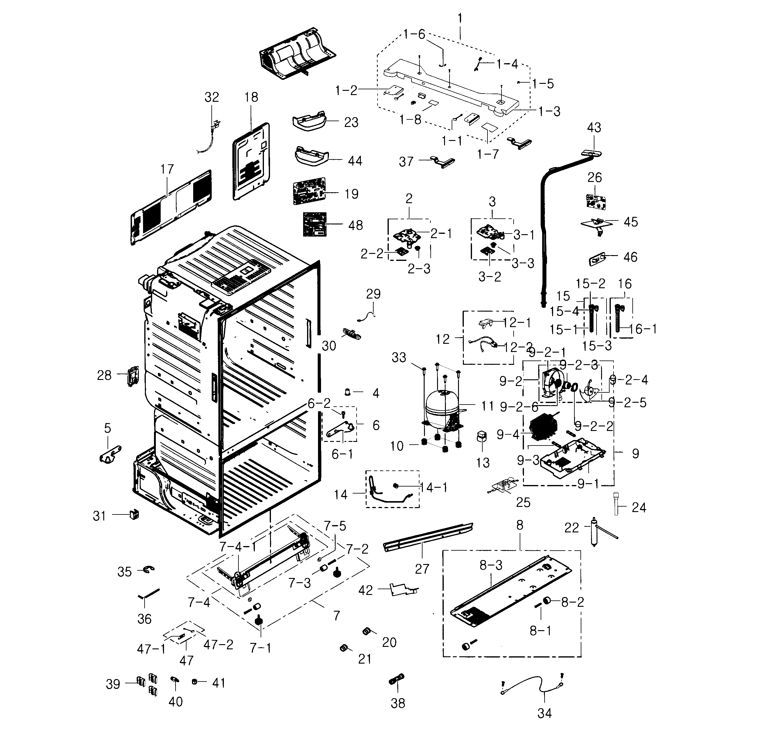 Samsung RF23HCEDBWW/AA-03 cabinet diagram