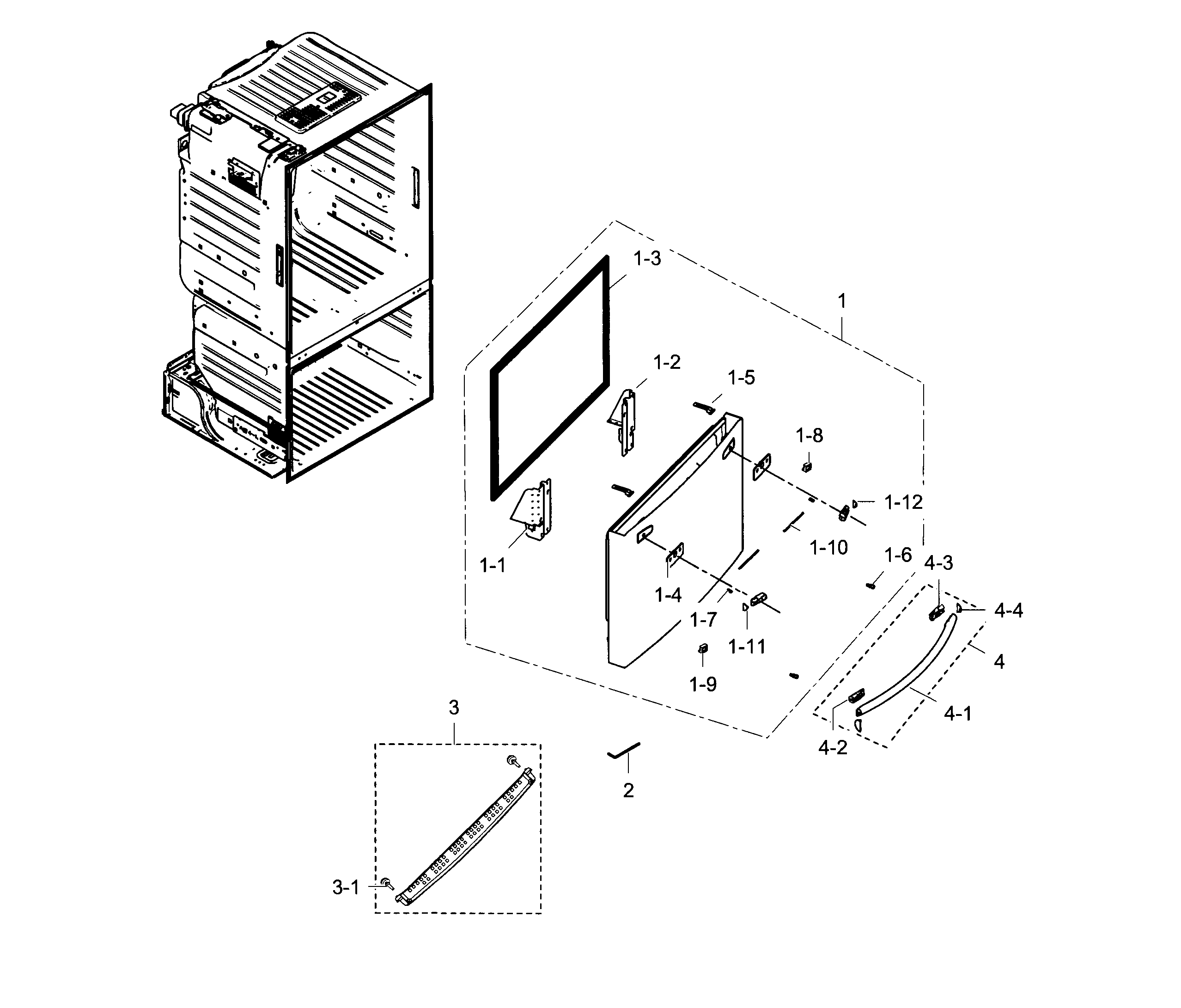 Samsung RF23HCEDBWW/AA-03 freezer door diagram