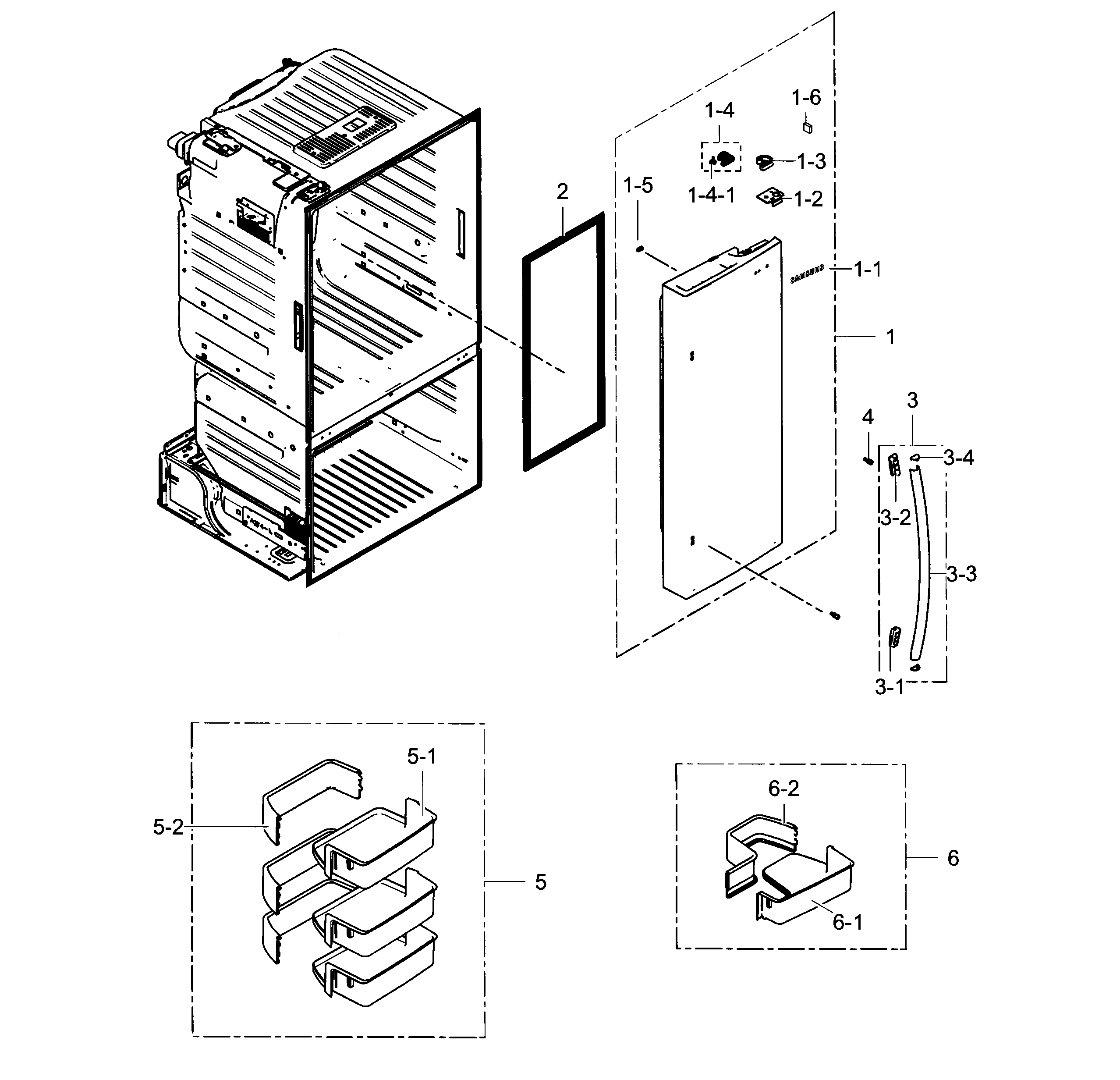 Samsung RF23HCEDBWW/AA-03 fridge door r diagram