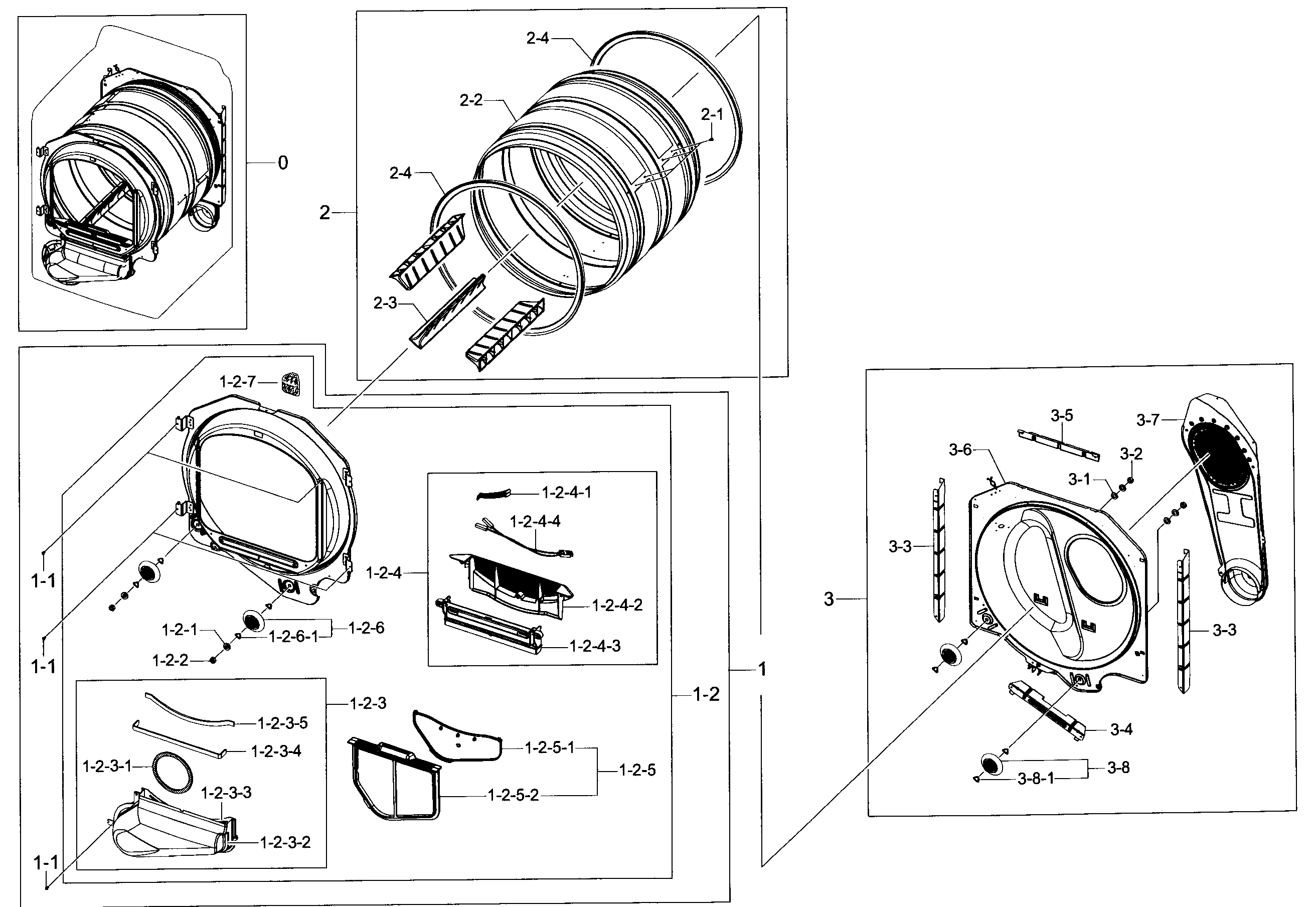 Samsung DV40J3000GW/A2-00 drum parts diagram