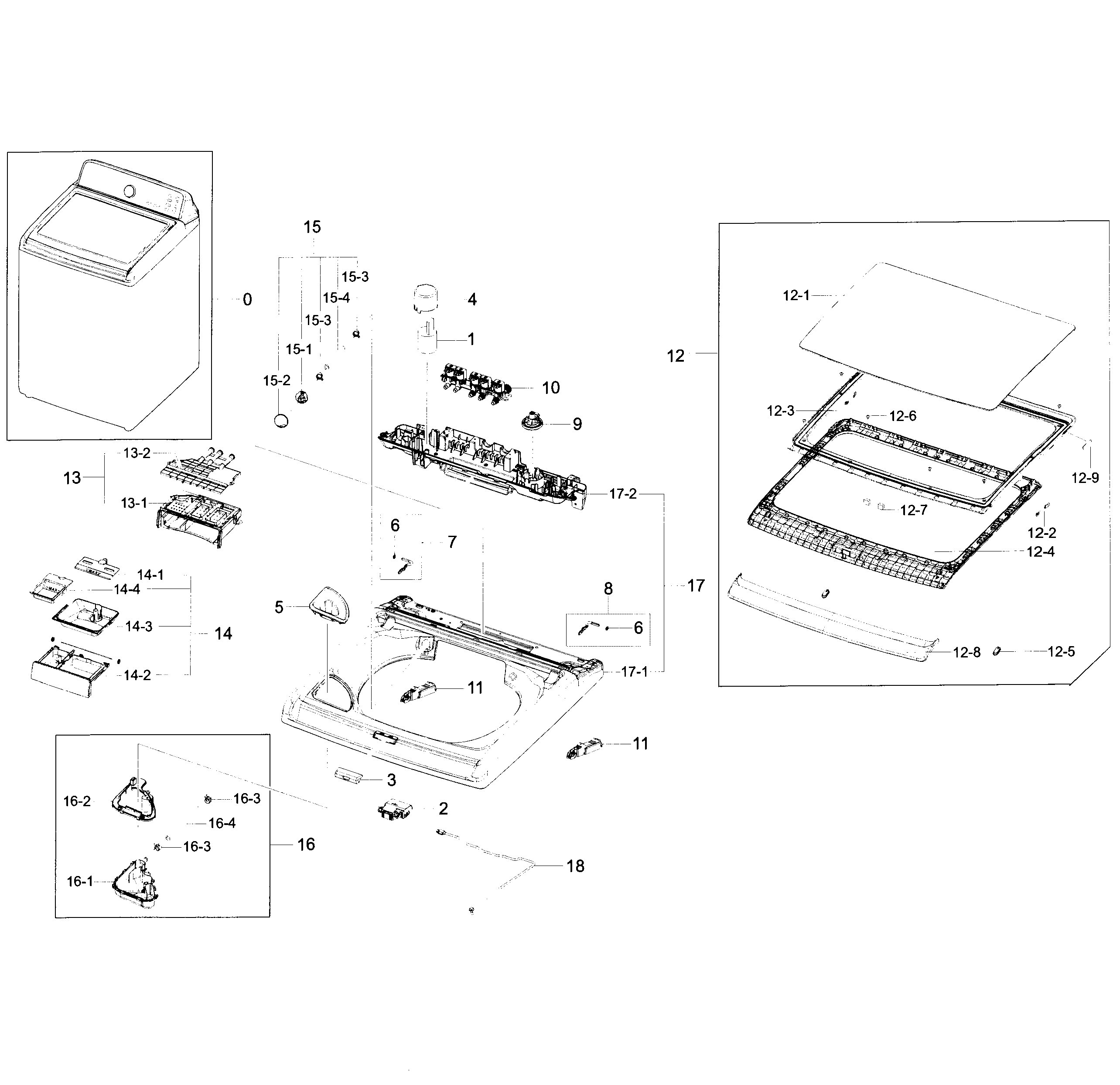 Samsung WA52J8060AW/A2-00 top assy diagram