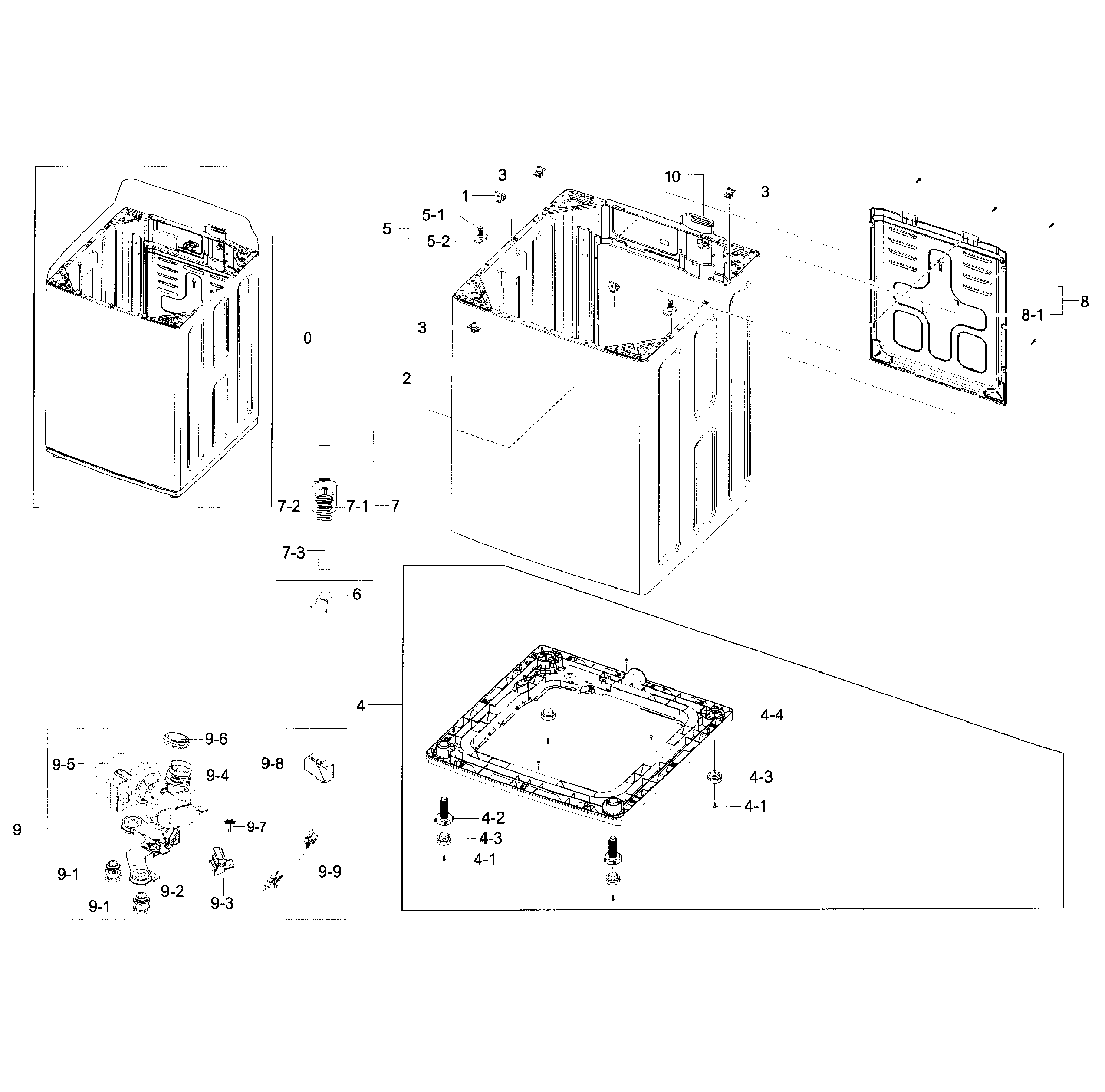 Samsung WA52J8060AW/A2-00 frame assy diagram