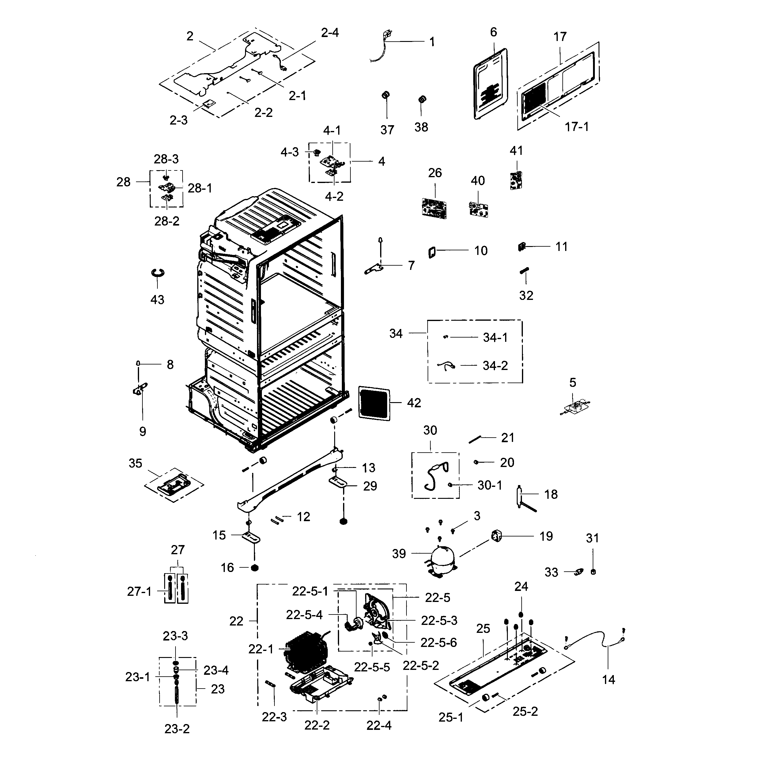 Samsung RF25HMEDBBC/AA-03 cabinet diagram