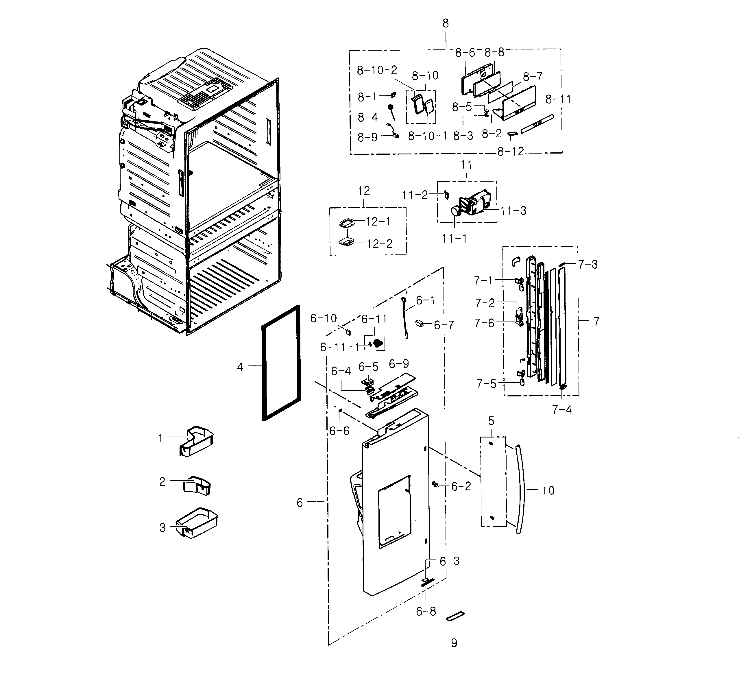 Samsung RF25HMEDBBC/AA-03 frdige door l diagram