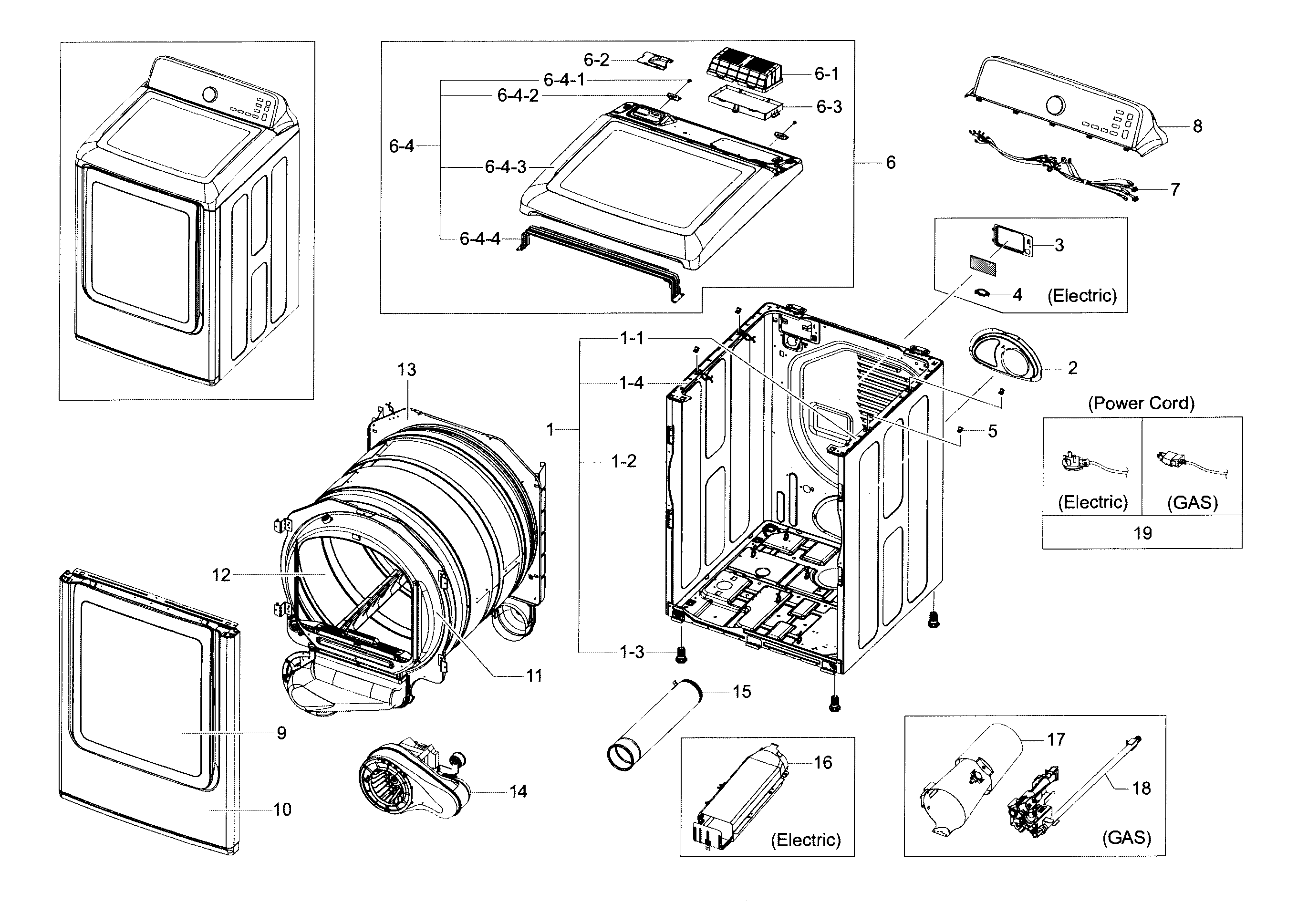 Samsung DV48J7700GW/A2-00 main assy diagram