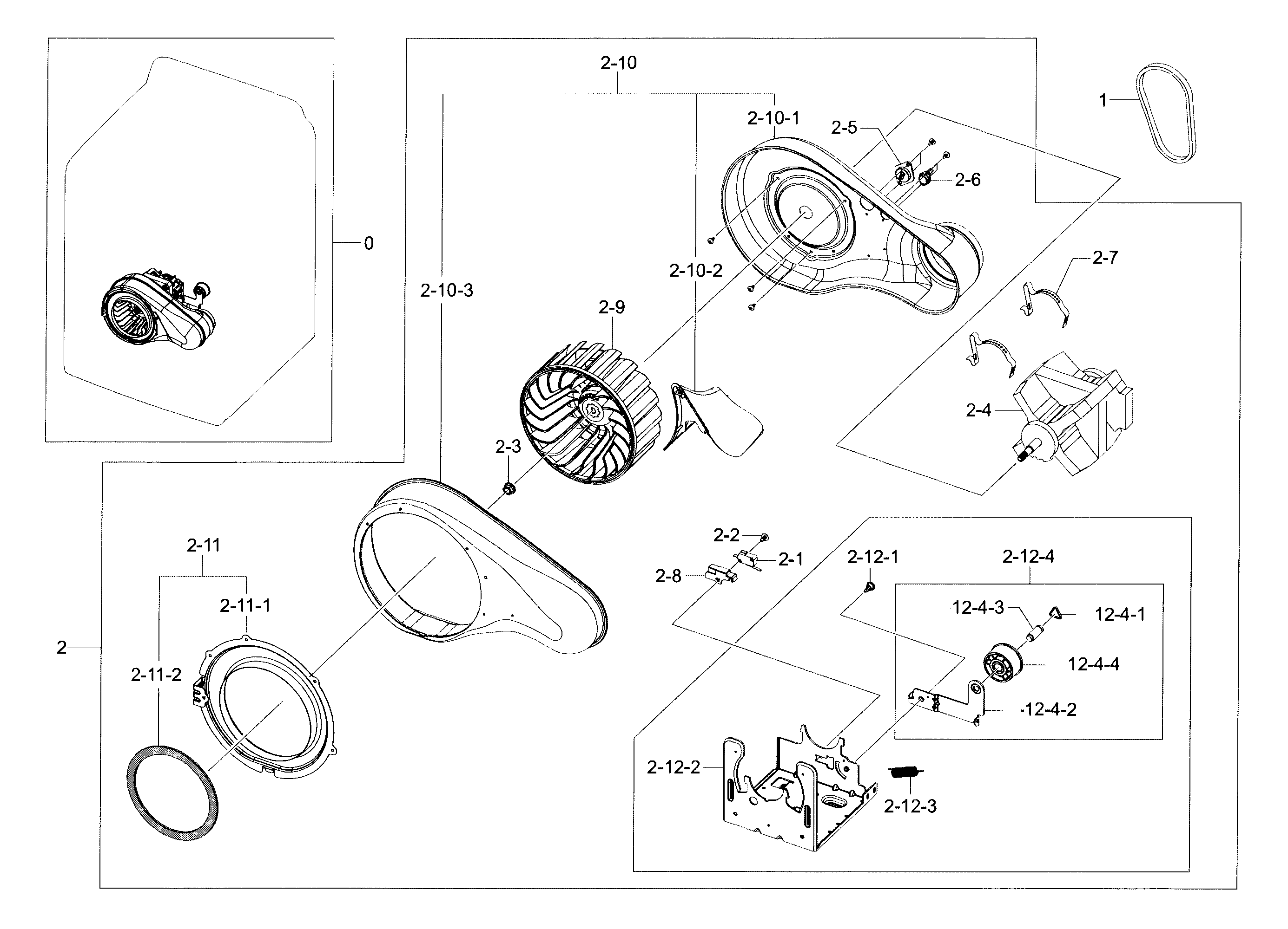 Samsung DV48J7700GW/A2-00 motor duct diagram