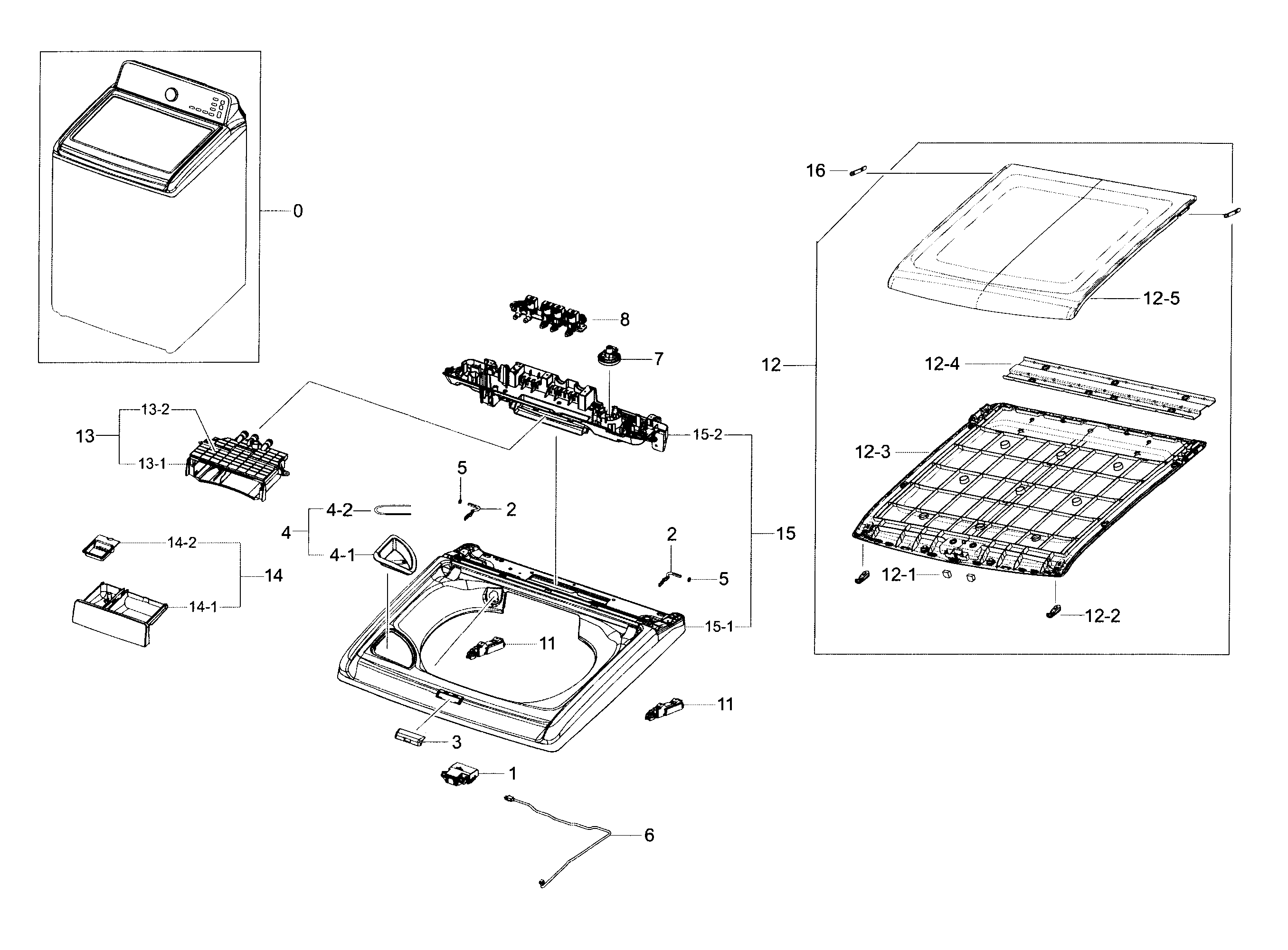 Samsung WA40J3000AW/A2-00 cover top diagram