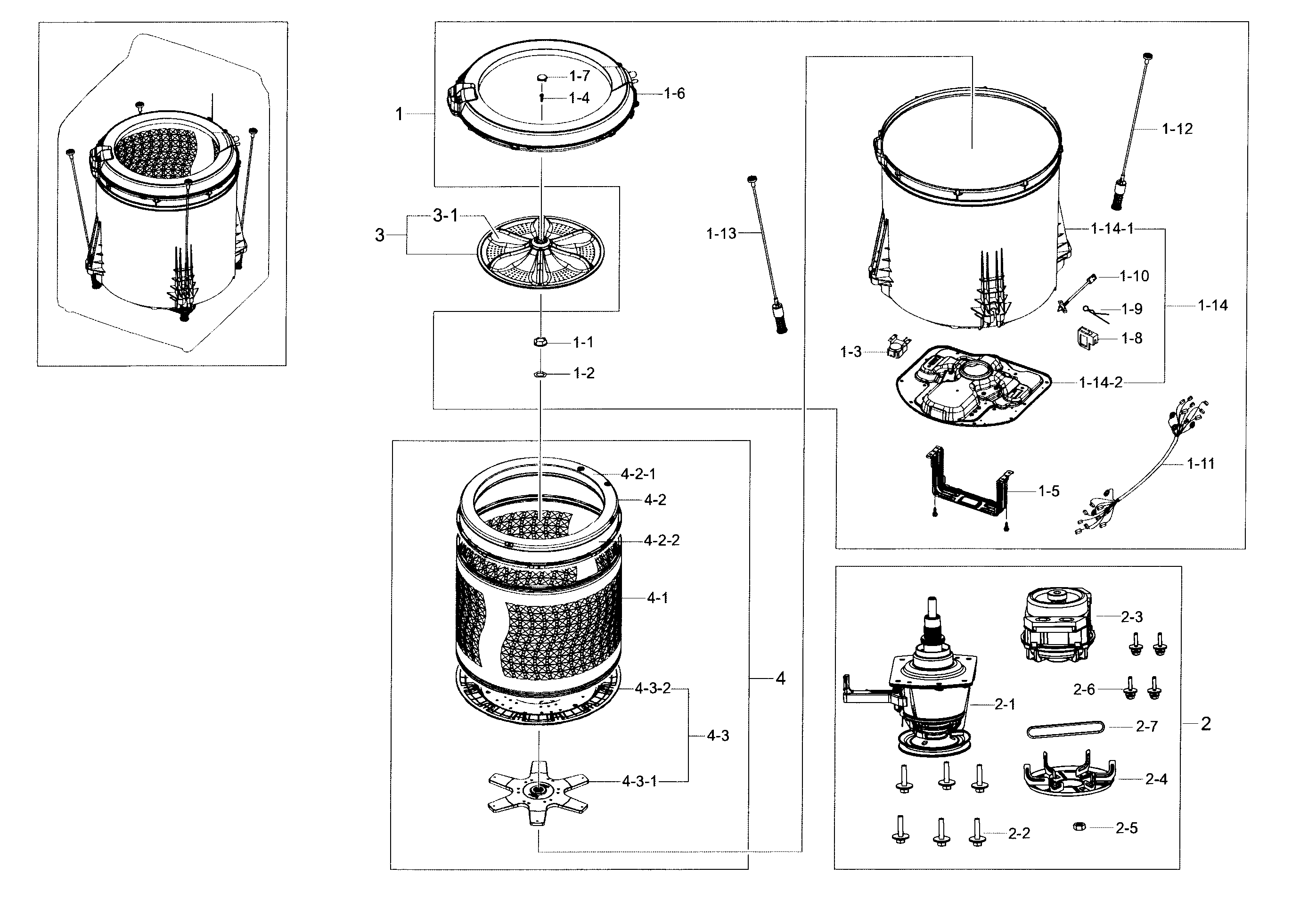 Samsung WA40J3000AW/A2-00 tub parts diagram