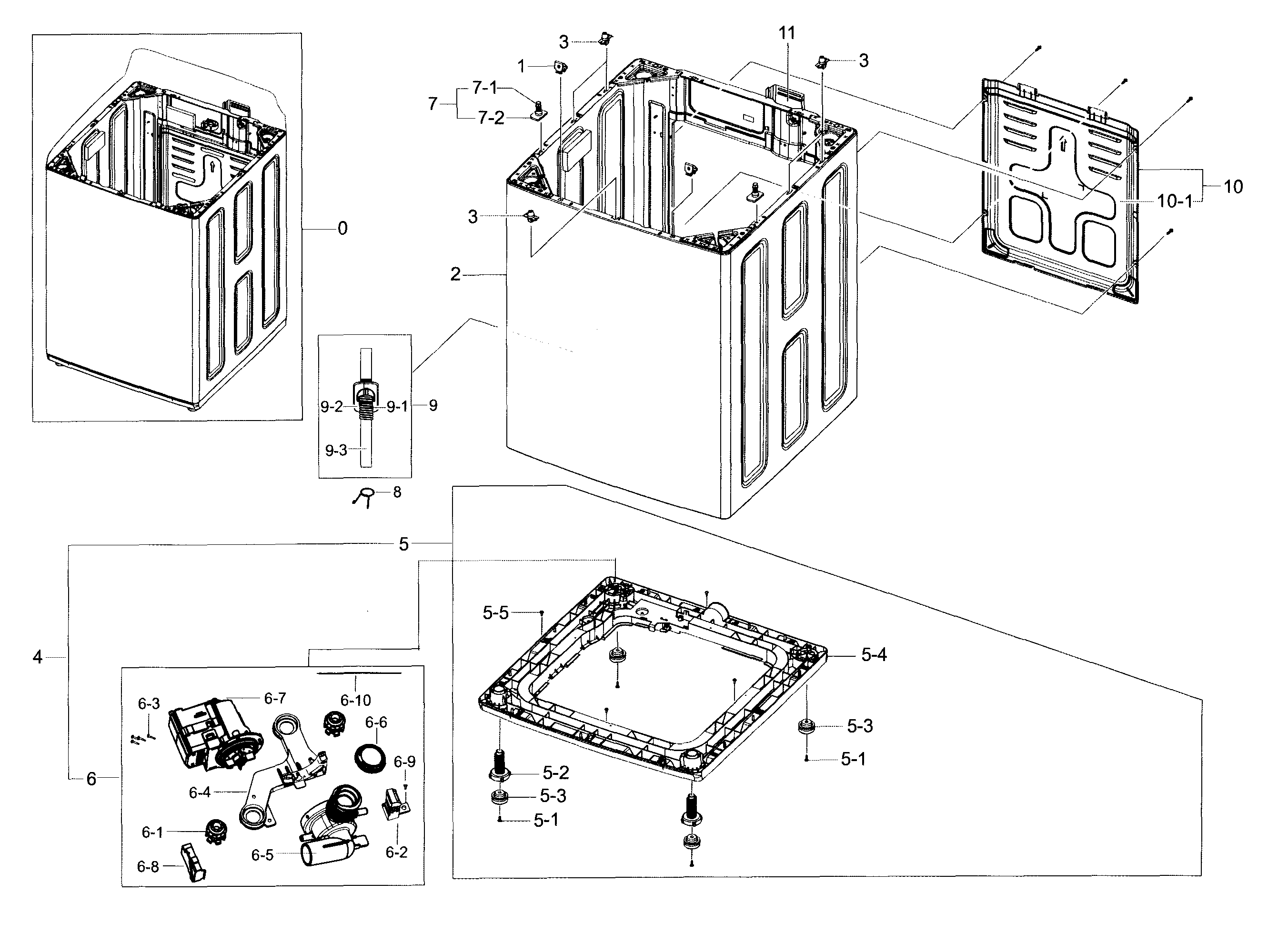 Samsung WA40J3000AW/A2-00 frame diagram