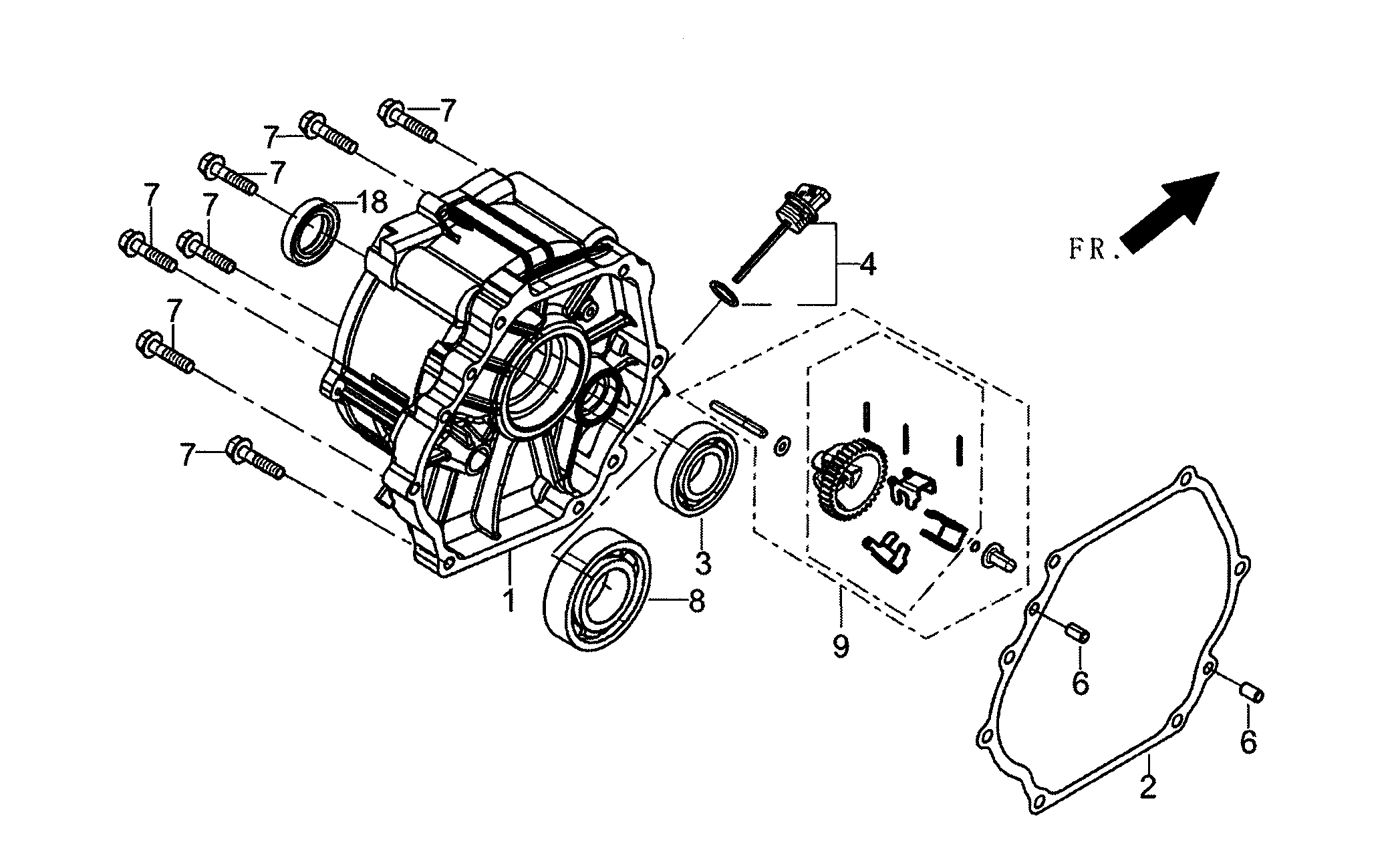 Generac 005939-5 crankcase cover/governor diagram