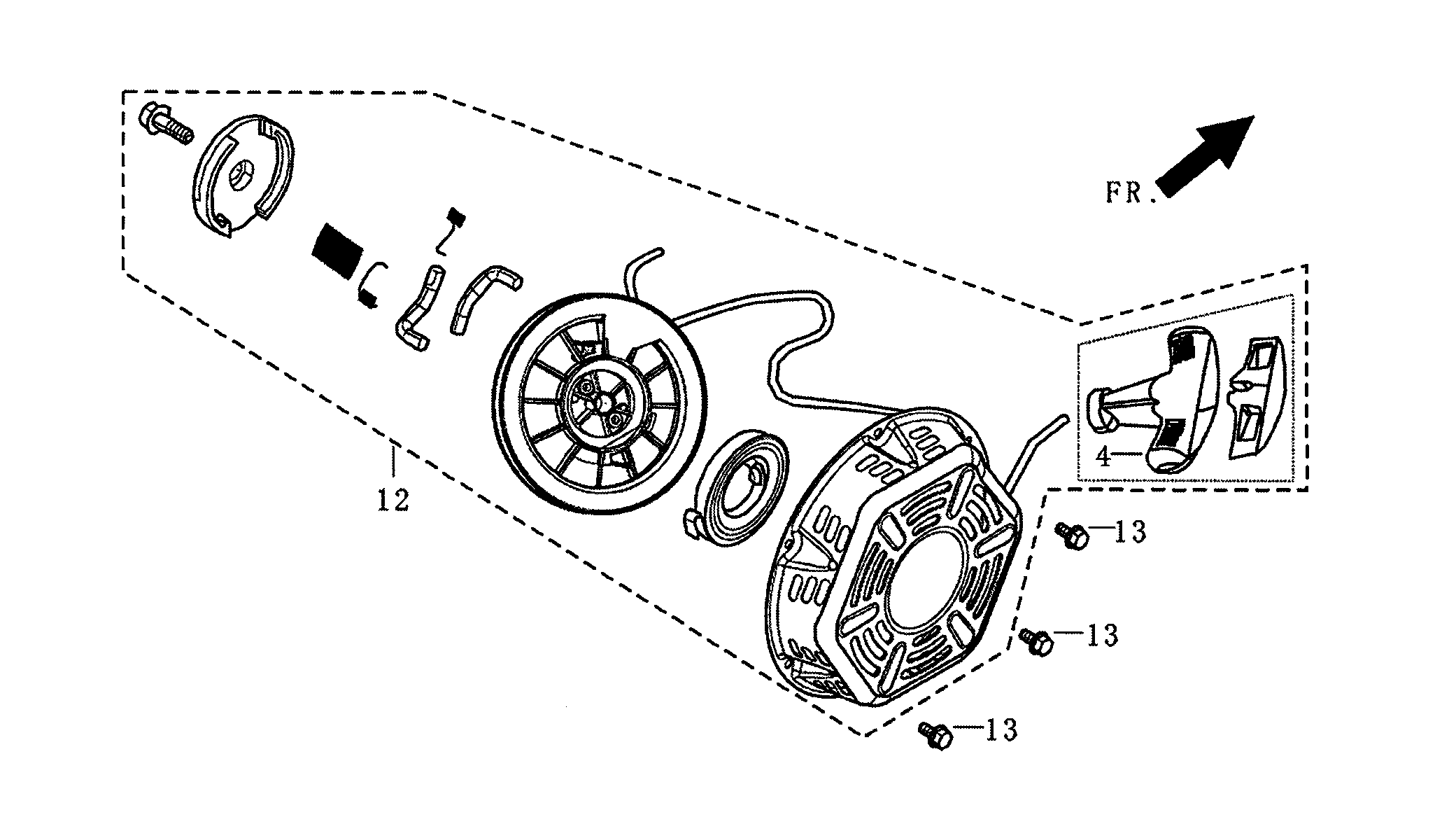 Generac 005939-5 starter-recoil diagram