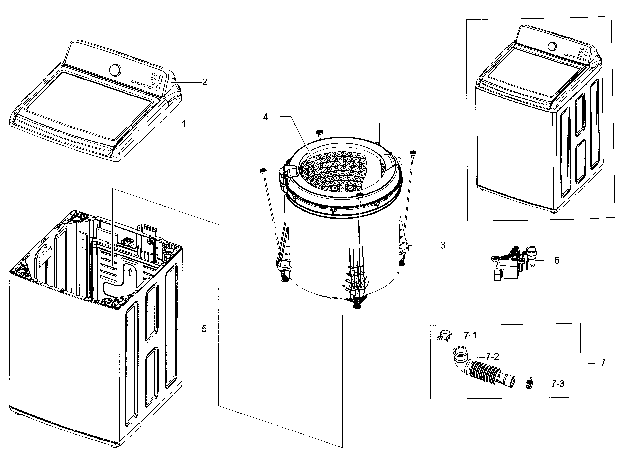 Samsung WA45H7200AW/A2-01 main assy diagram