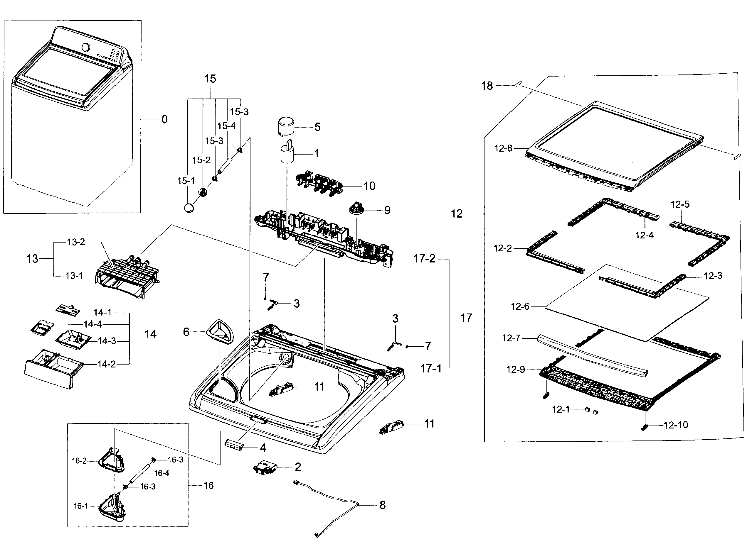 Samsung WA45H7200AW/A2-01 top assy diagram