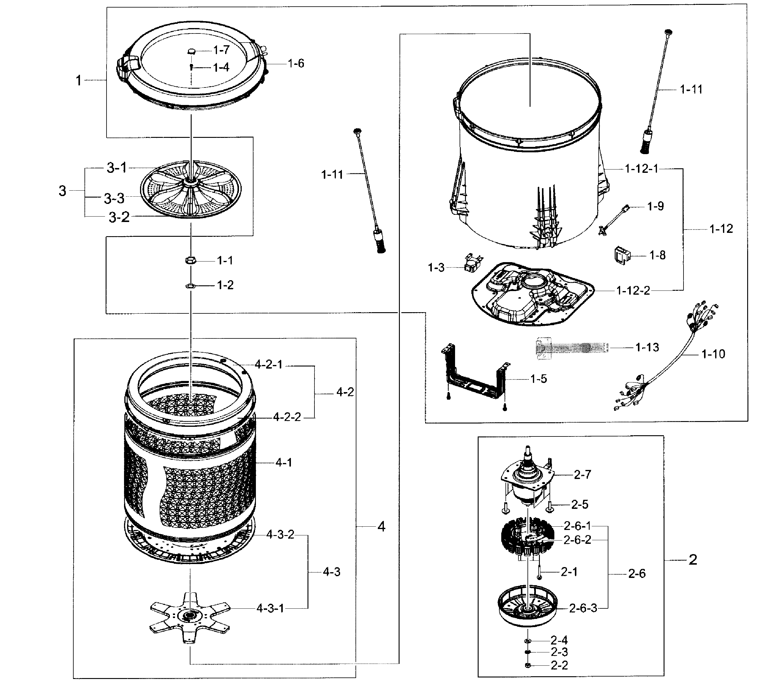 Samsung WA45H7200AW/A2-01 tub assy diagram
