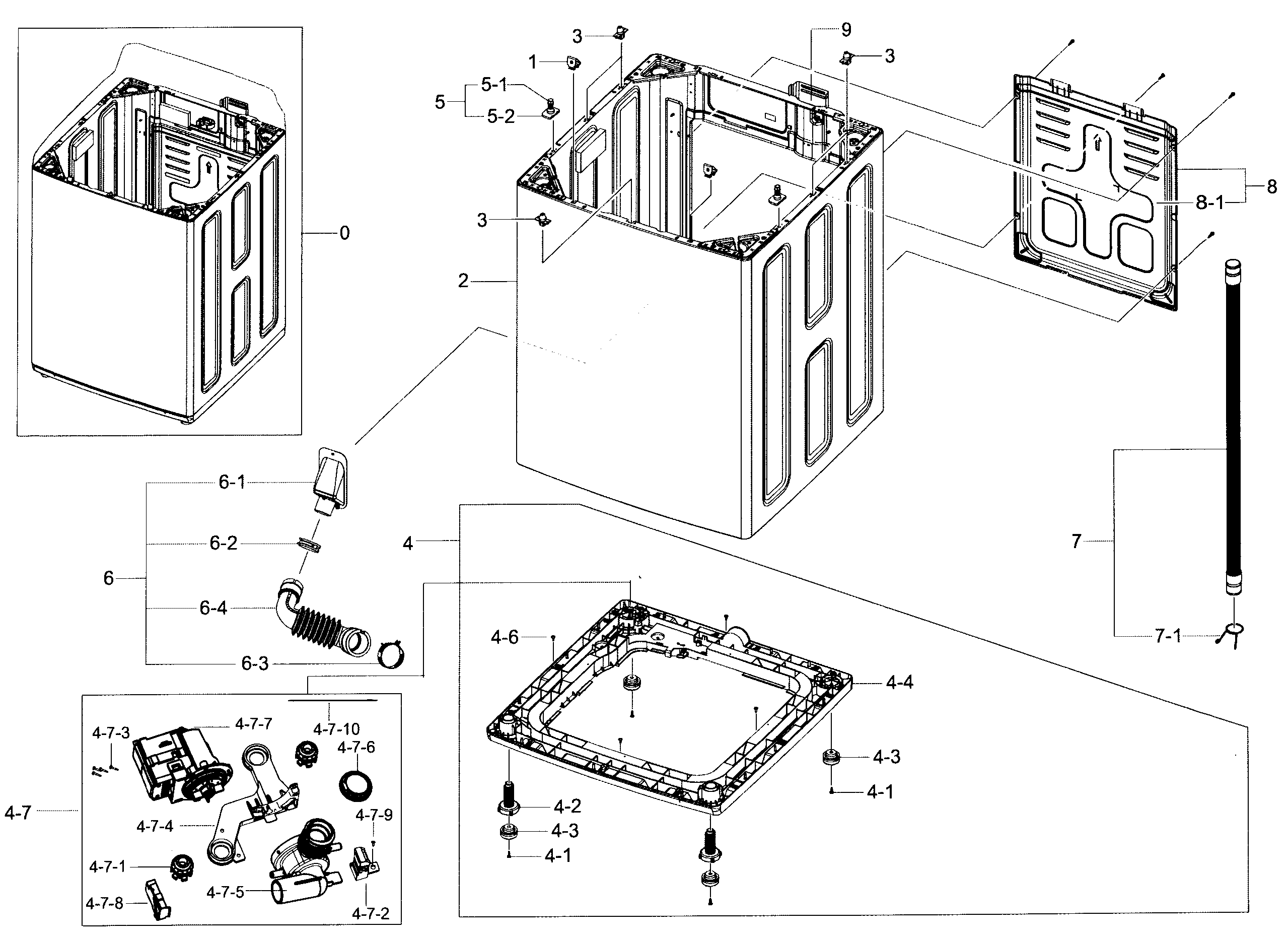 Samsung WA45H7200AW/A2-01 frame assy diagram