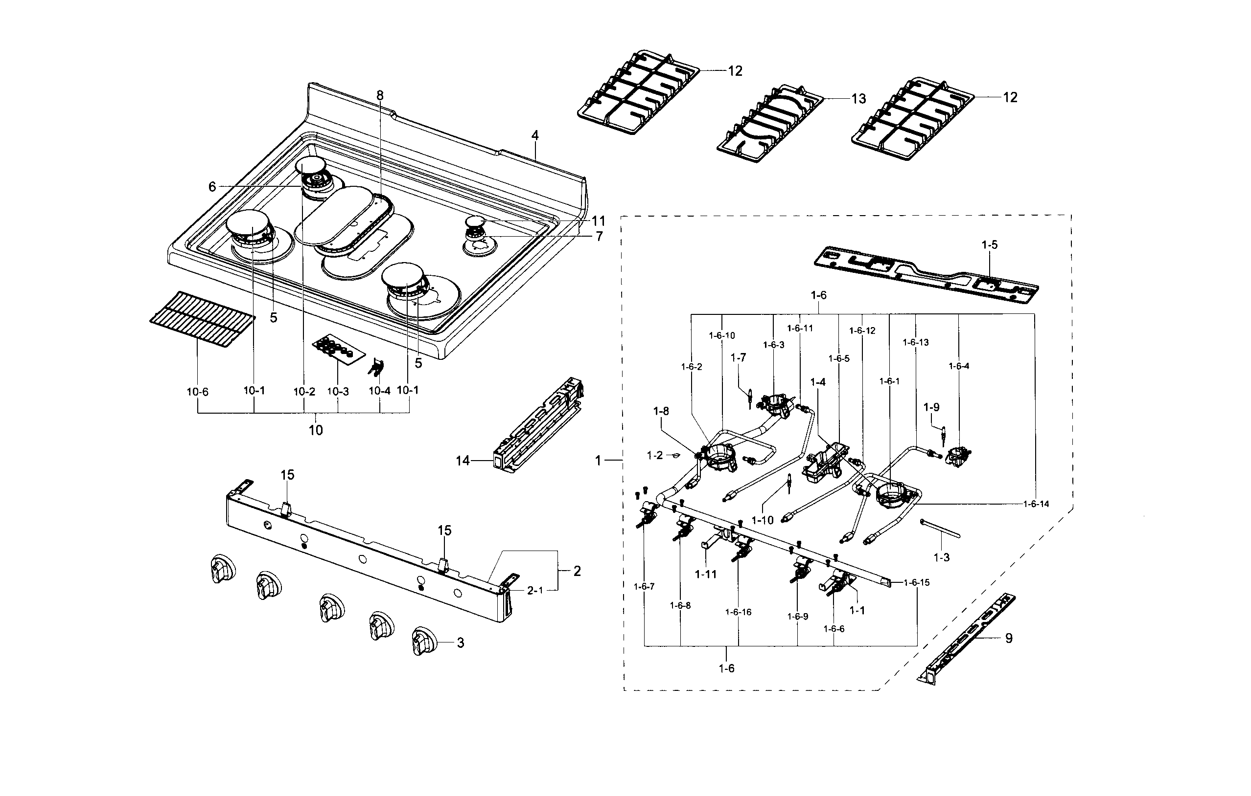 Samsung NX58F5500SS/AA-01 cooktop diagram