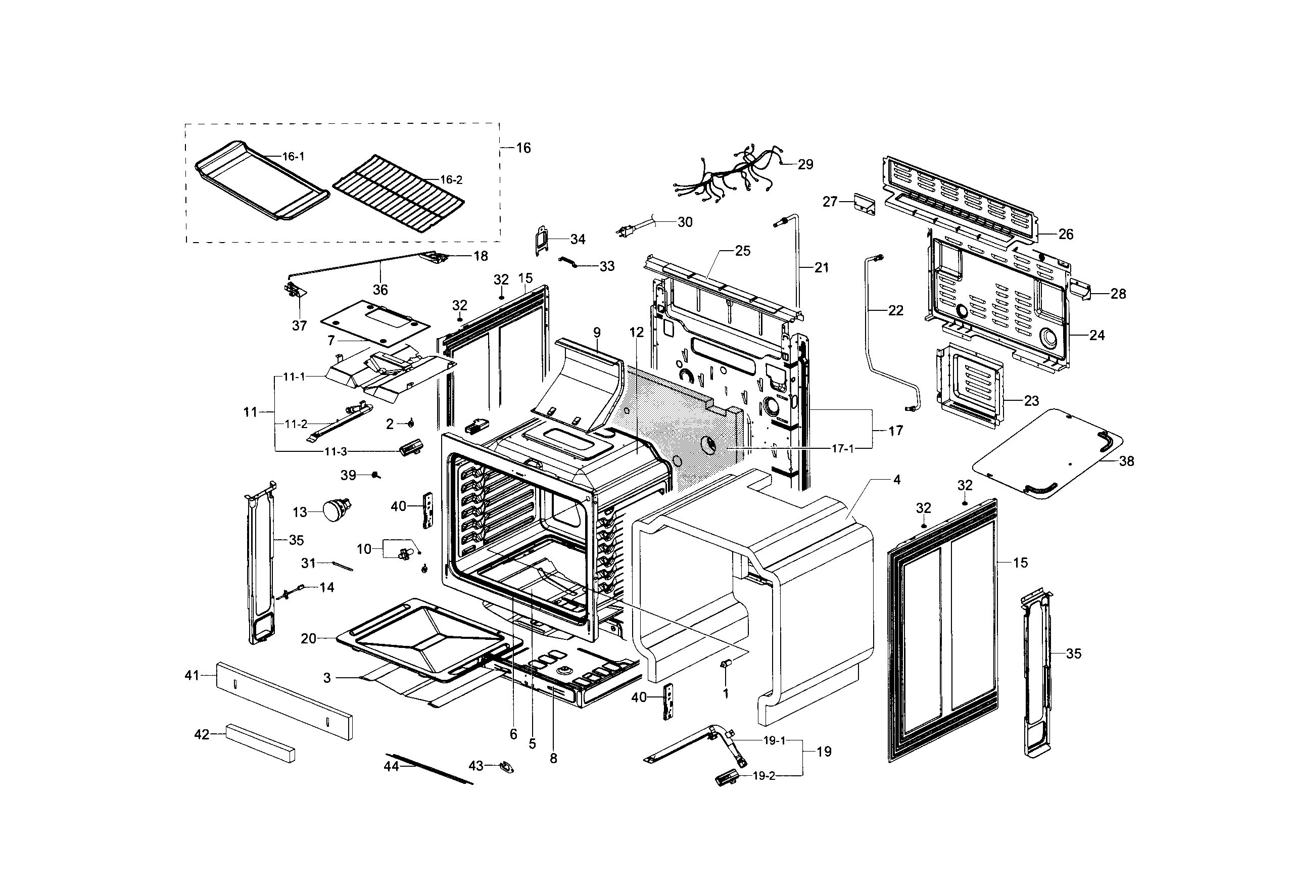 Samsung NX58F5500SB/AA-01 main assy diagram