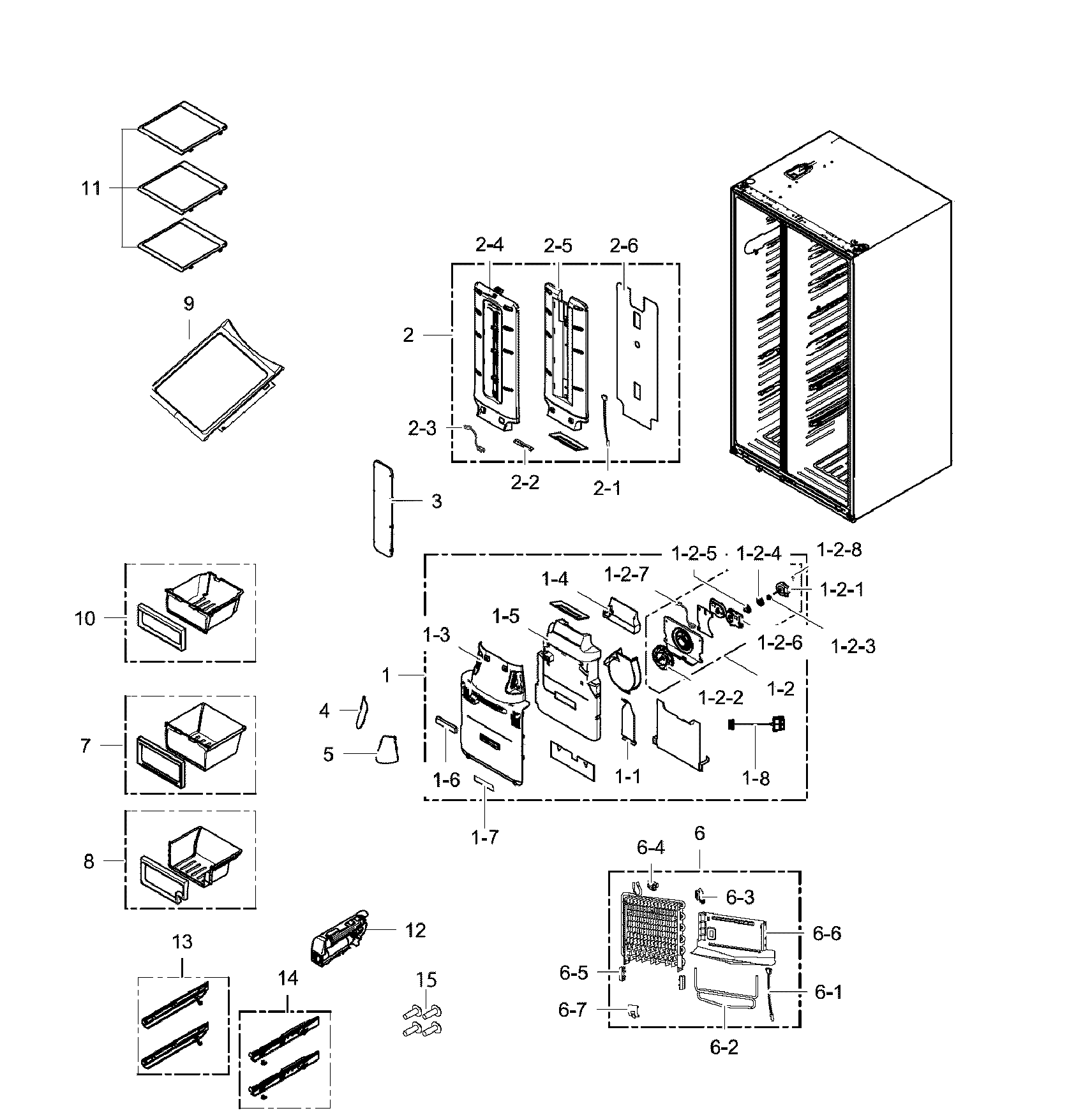 Samsung RH25H5611BC/AA-00 fridge asy diagram