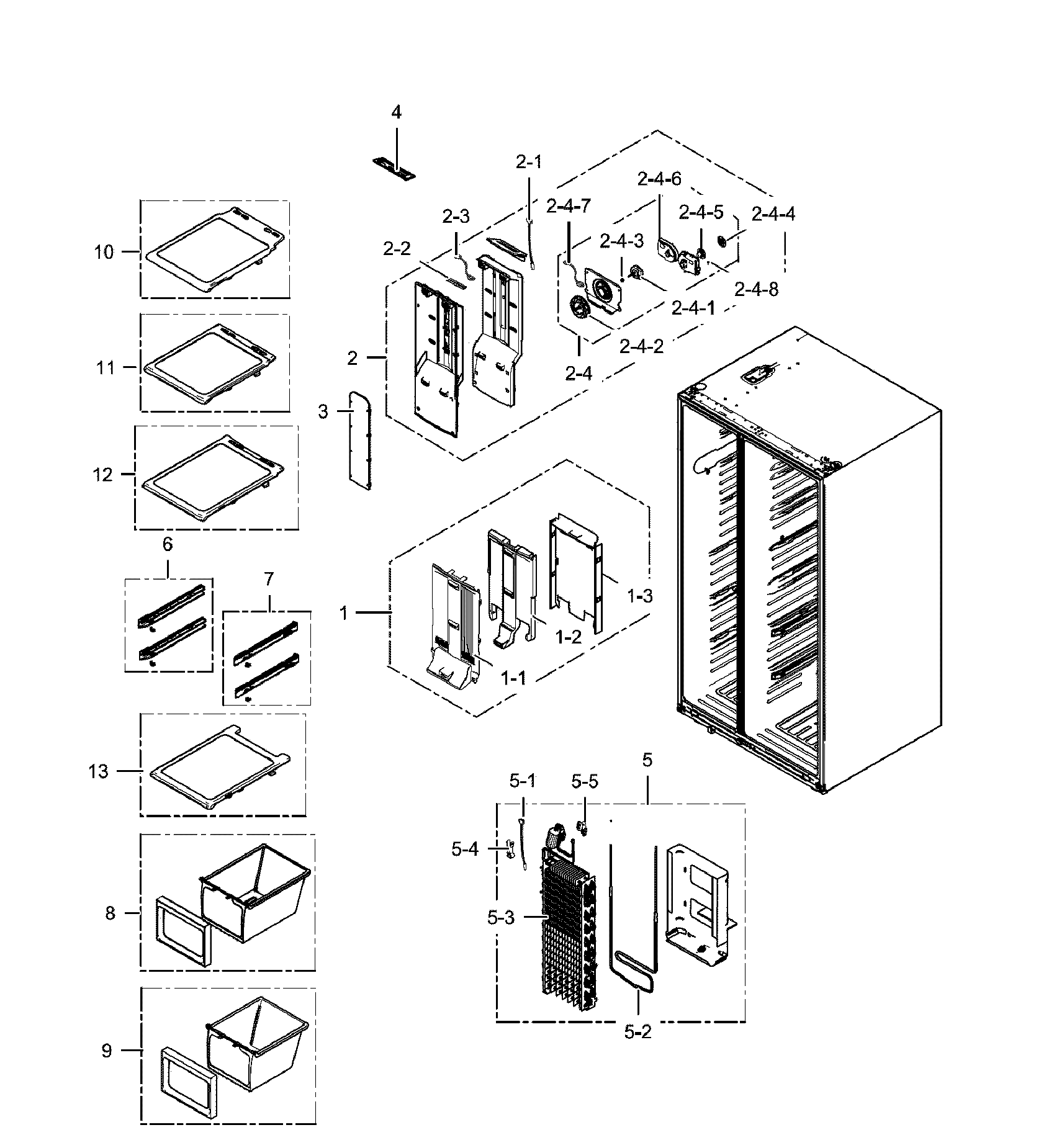 Samsung RH25H5611WW/AA-00 freezer asy diagram
