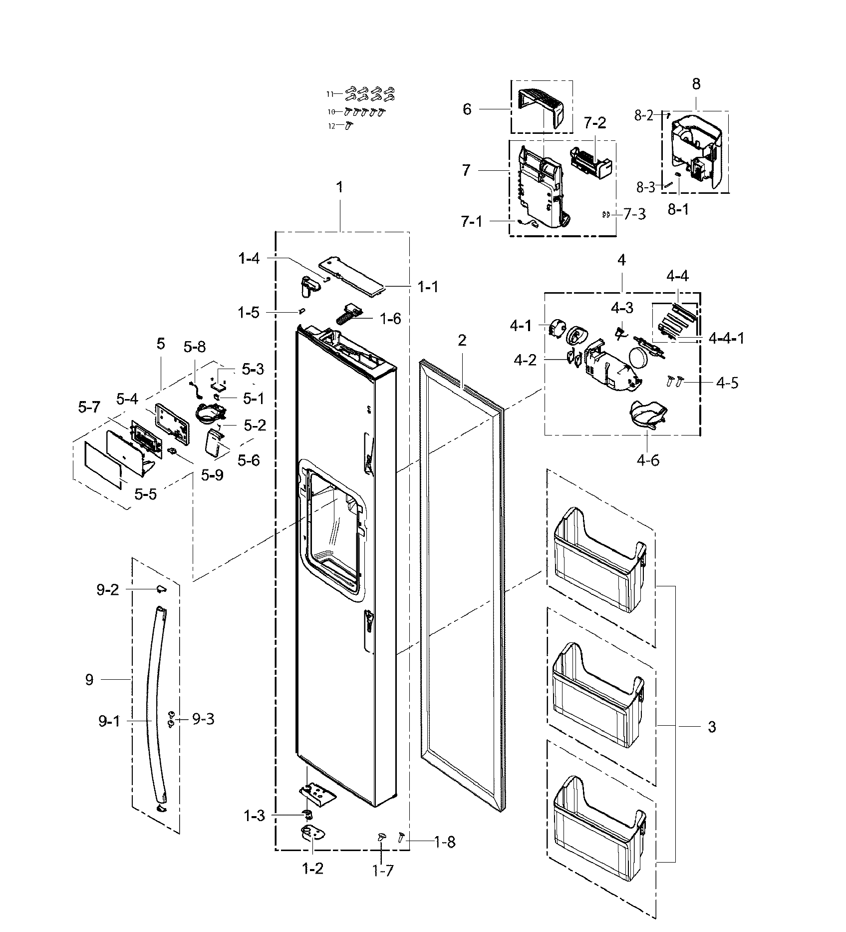 Samsung RH25H5611WW/AA-00 door freezer diagram