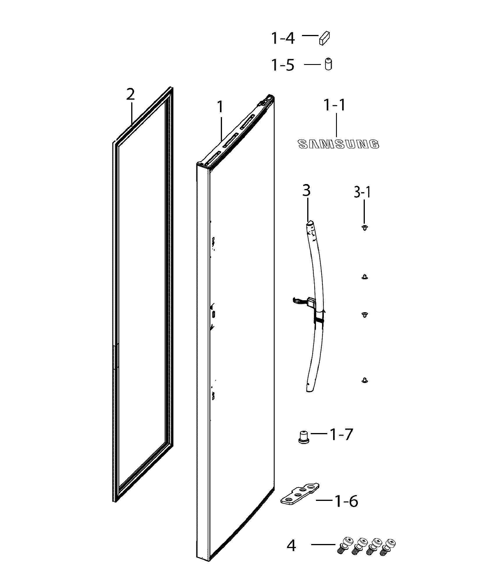 Samsung RH25H5611WW/AA-01 door fridge out diagram