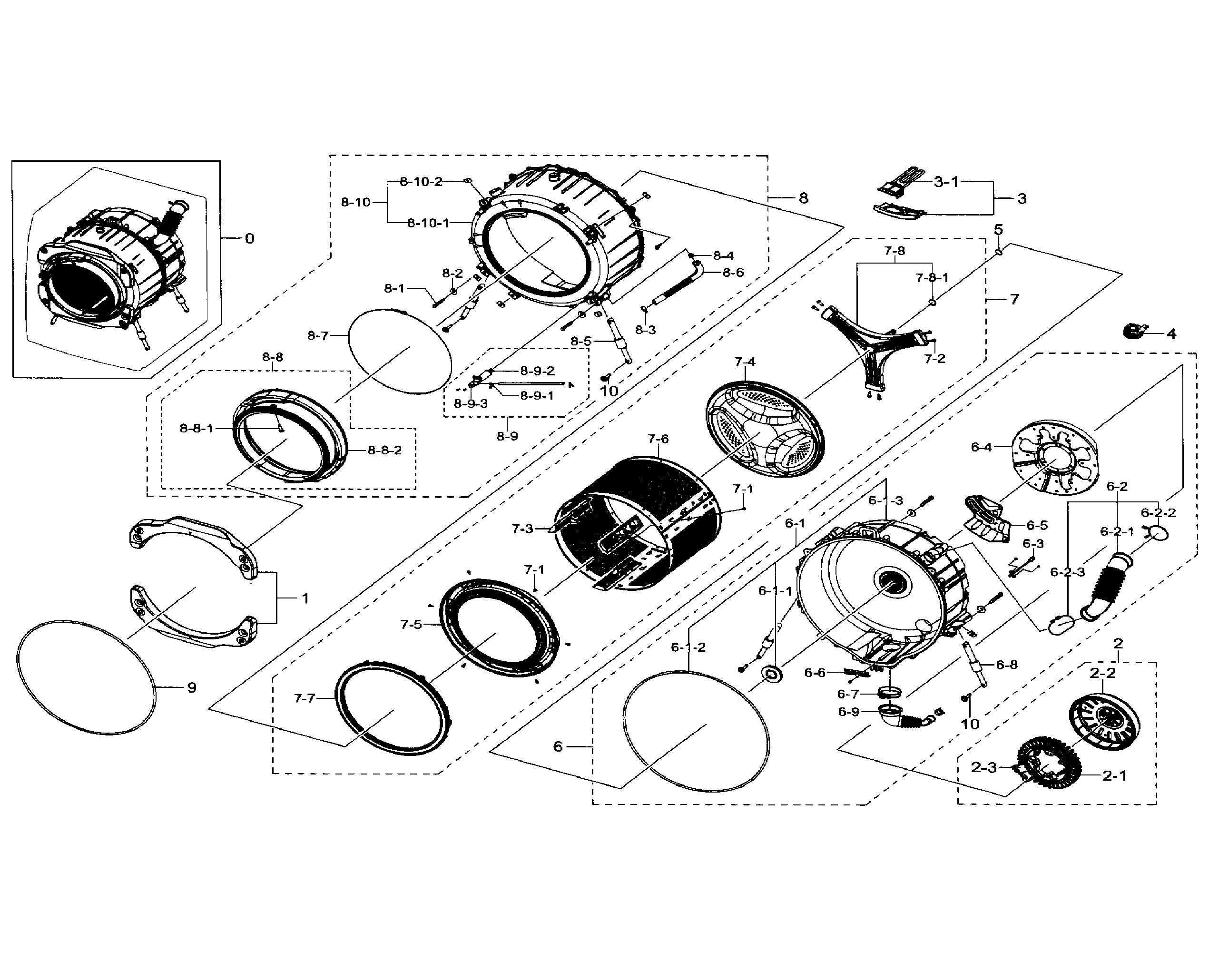 Samsung WF330ANB/XAA-01 tub & drum diagram