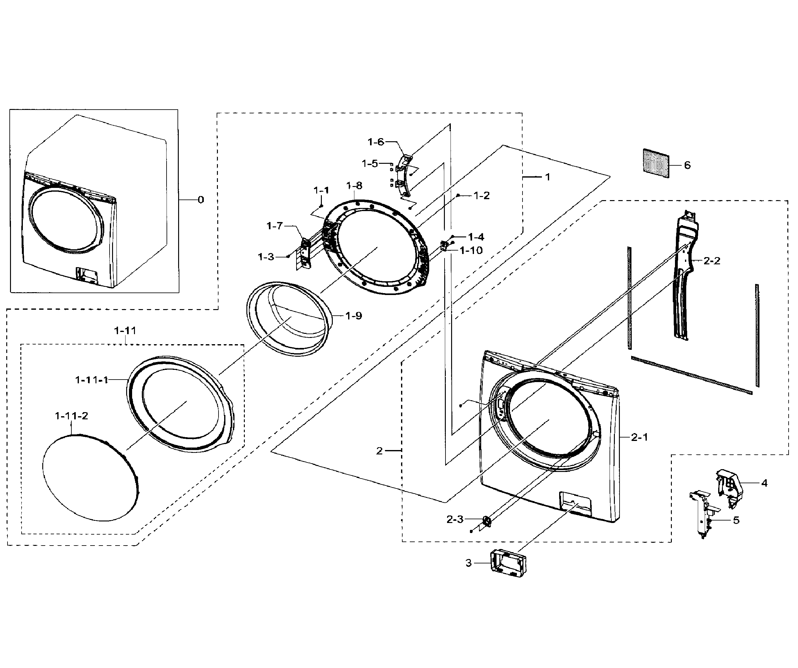 Samsung WF330ANB/XAA-01 frame front & door diagram