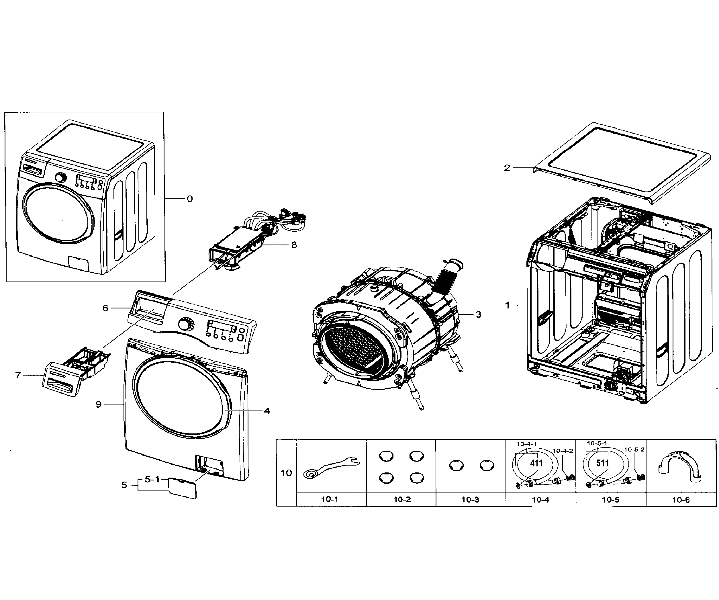 Samsung WF330ANW/XAA-01 main assy diagram