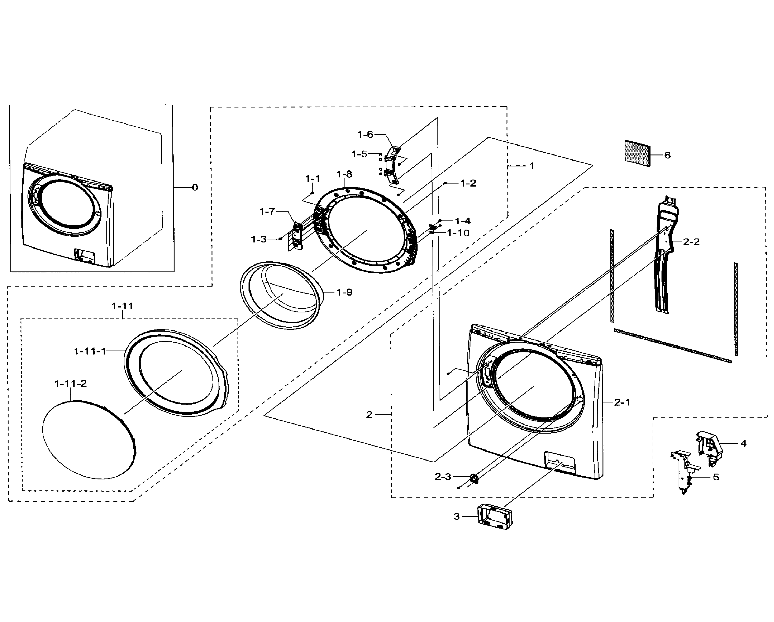 Samsung WF330ANW/XAA-01 frame front & door diagram