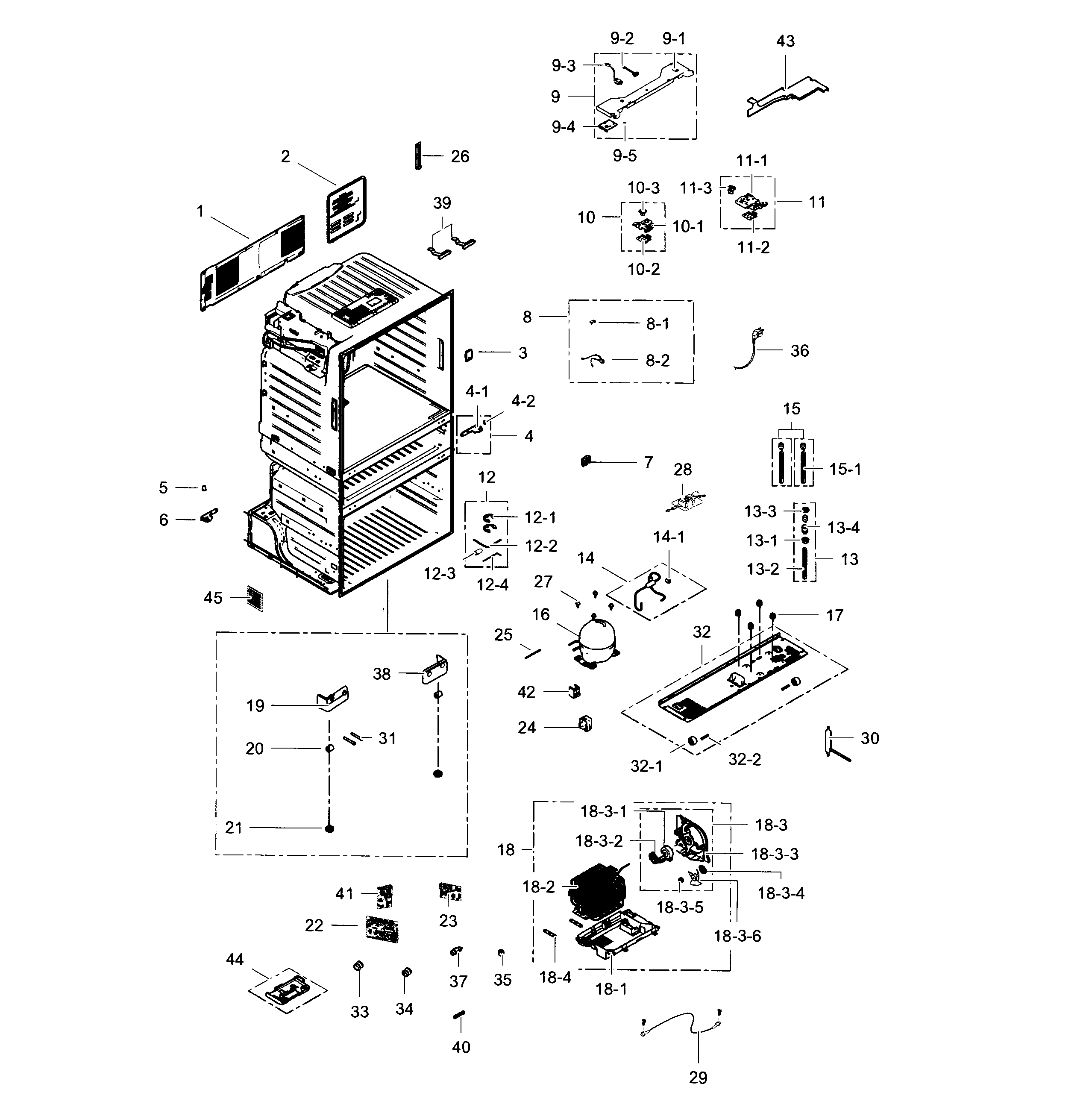 Samsung RF28HMEDBBC/AA-04 cabinet diagram
