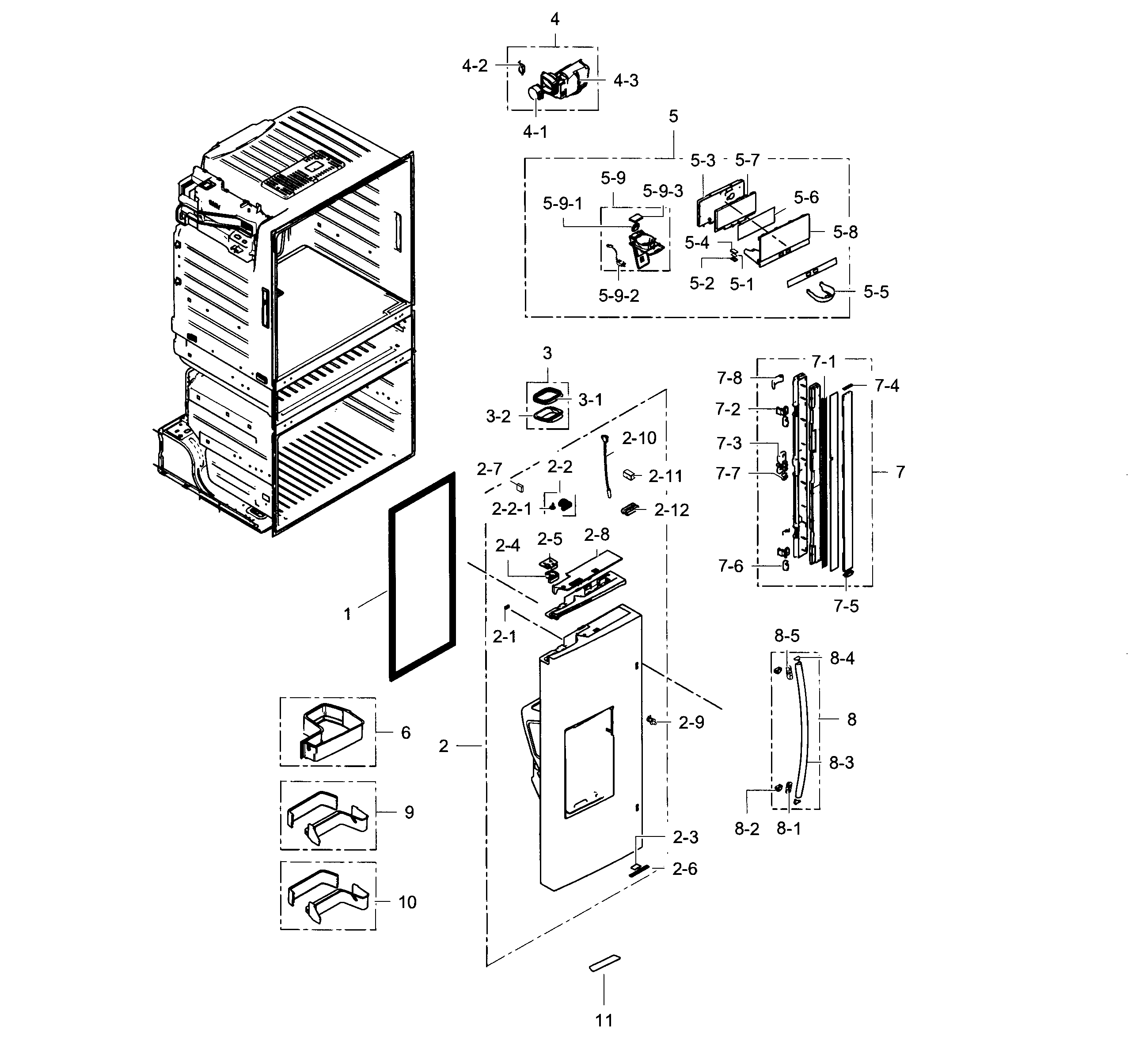 Samsung RF28HMEDBBC/AA-04 refrigerator door l diagram